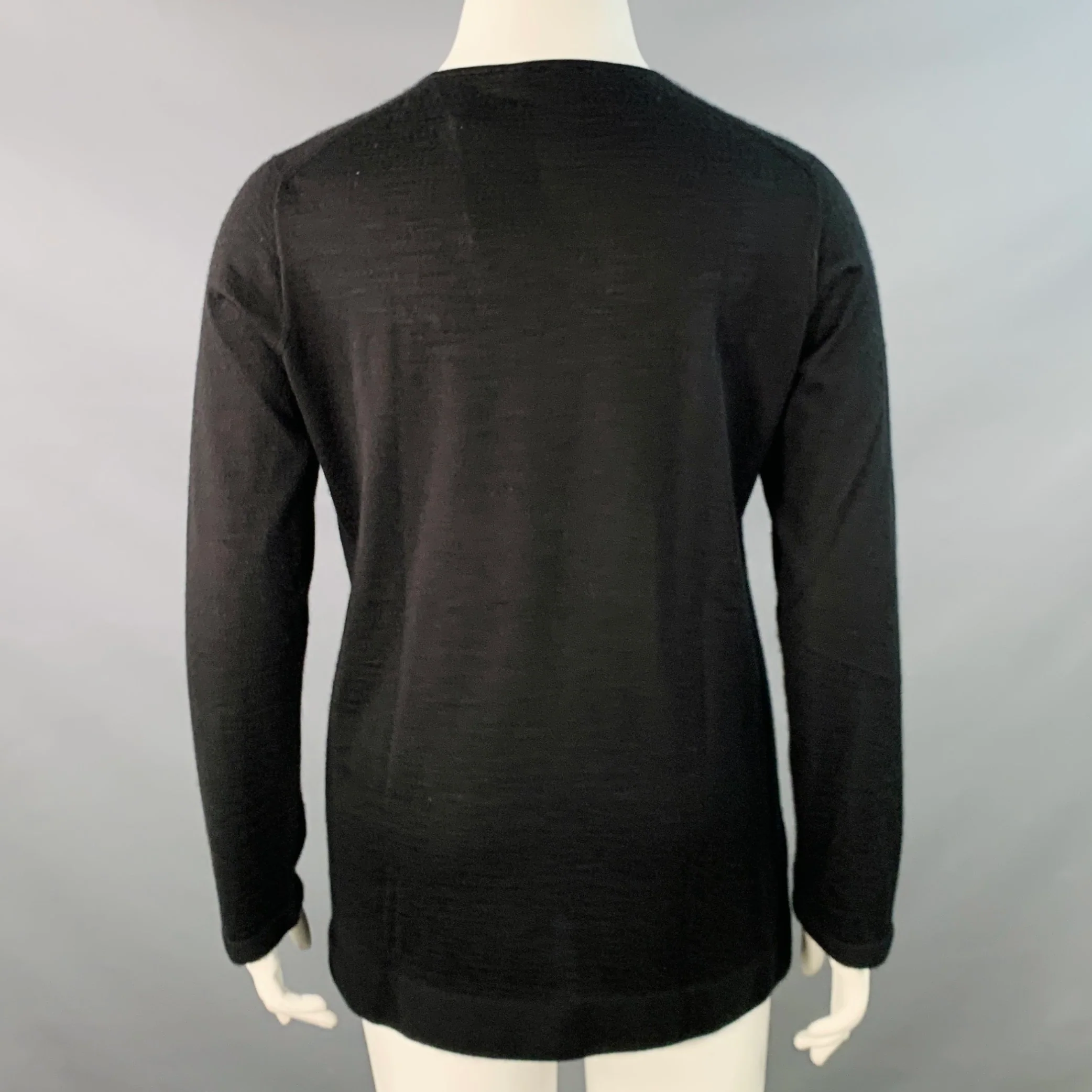 AKRIS Size 14 Black Cashmere Silk Crew Neck Pullover - Image 3