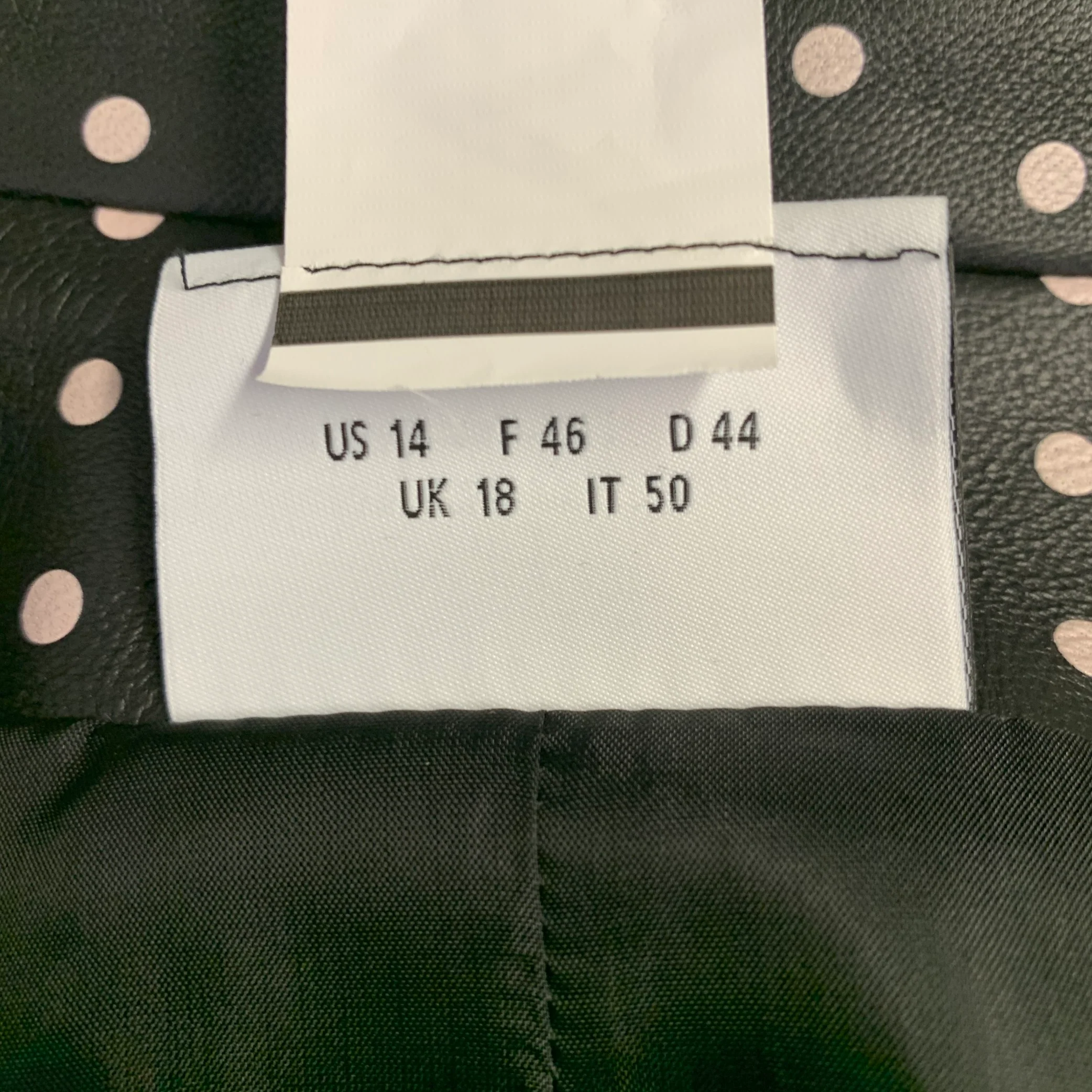 AKRIS Size 14 Black White Leather Polka Dot Lambskin Biker Jacket - Image 6