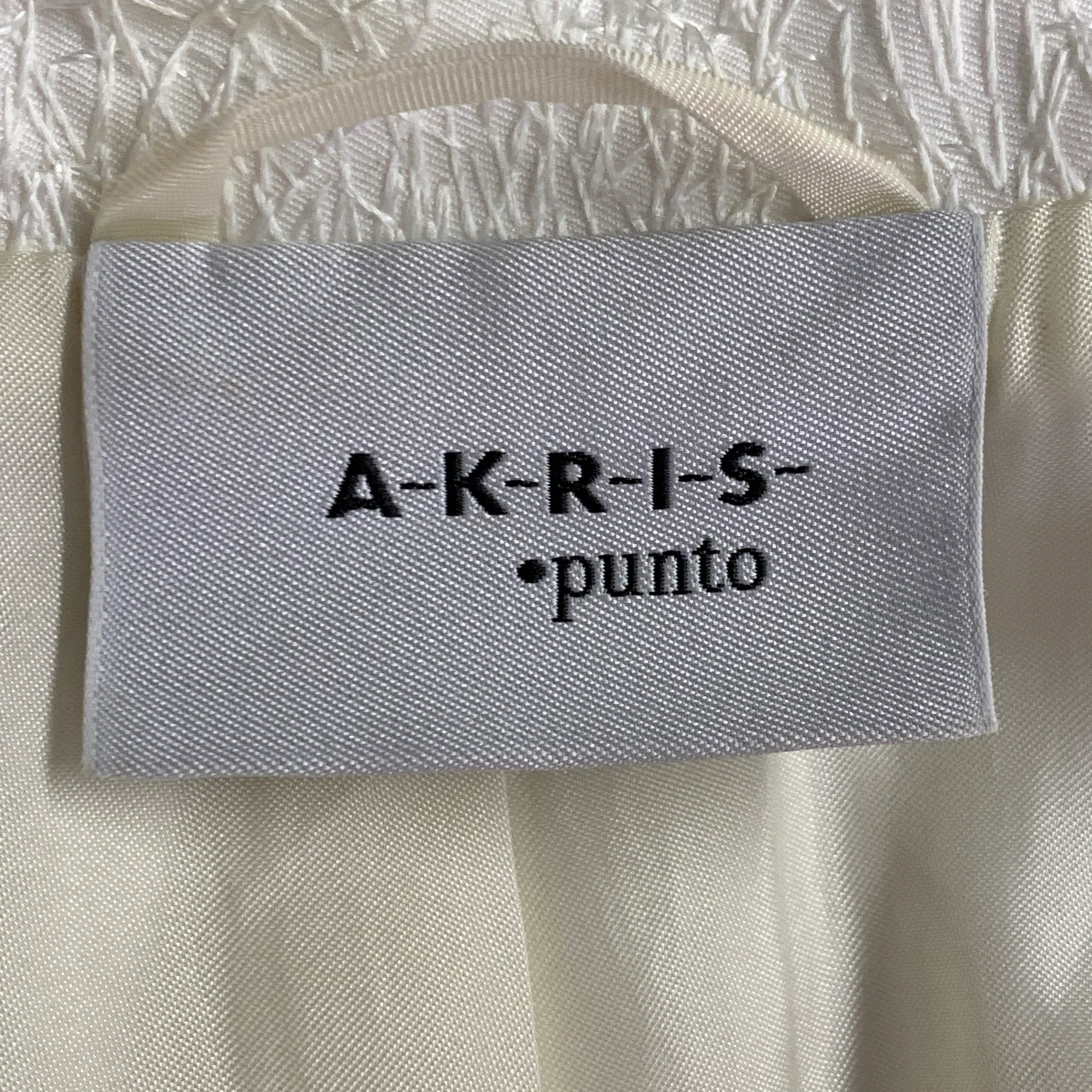 AKRIS Size 14 Cream Cotton Blend Scribble Stitch Hook Eye Jacket Blazer - Image 10