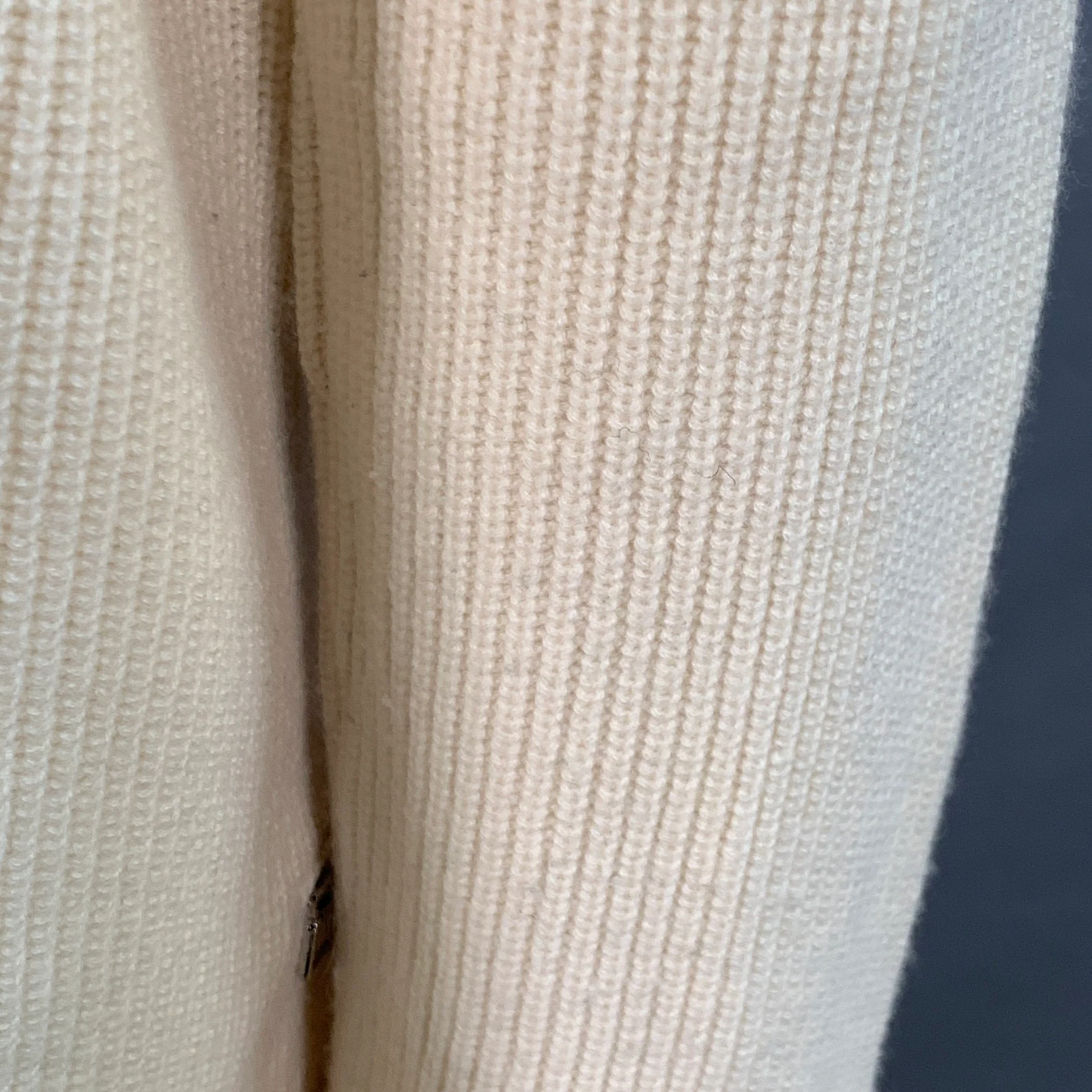 AKRIS Size 14 Off White Cashmere Rib Knit Zippers Crew Neck Sweater - Image 5