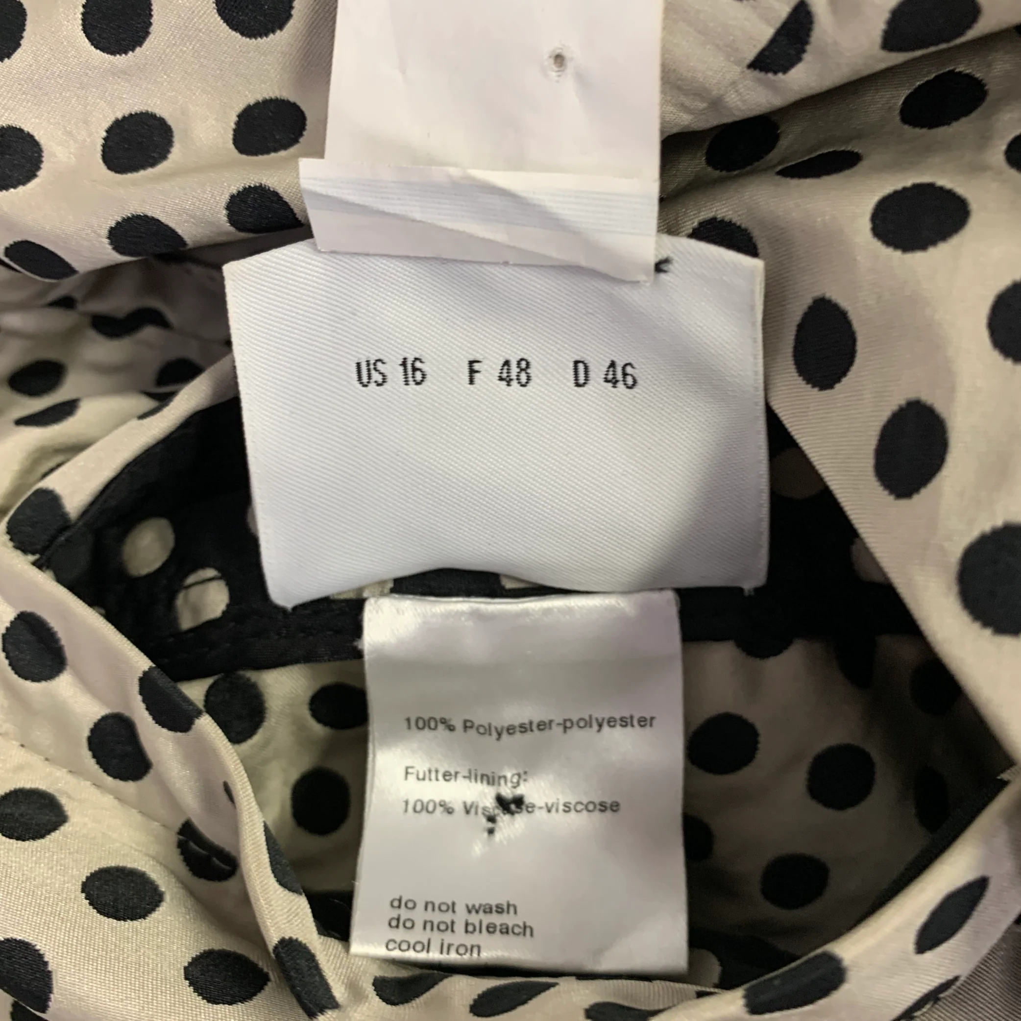 AKRIS Size 16 Black Ivory Polyester Polka Dot Reversible Jacket - Image 7