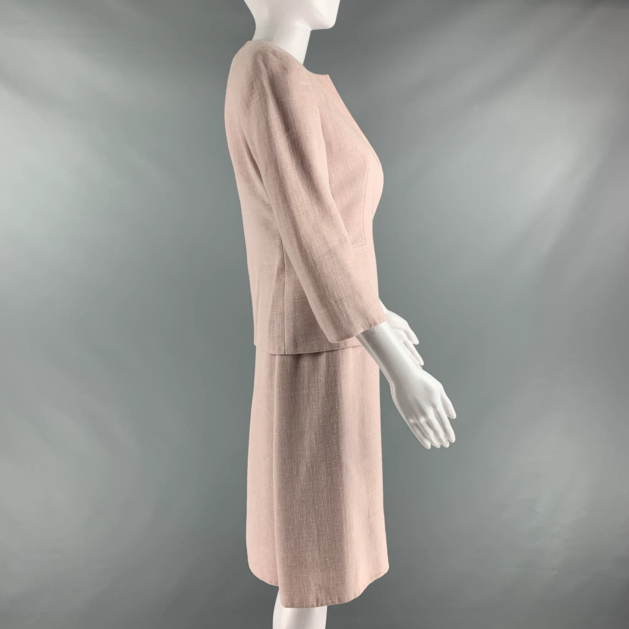 AKRIS Size 4 Rose Linen Wool Sleeveless Below Knee Outfits - Image 3