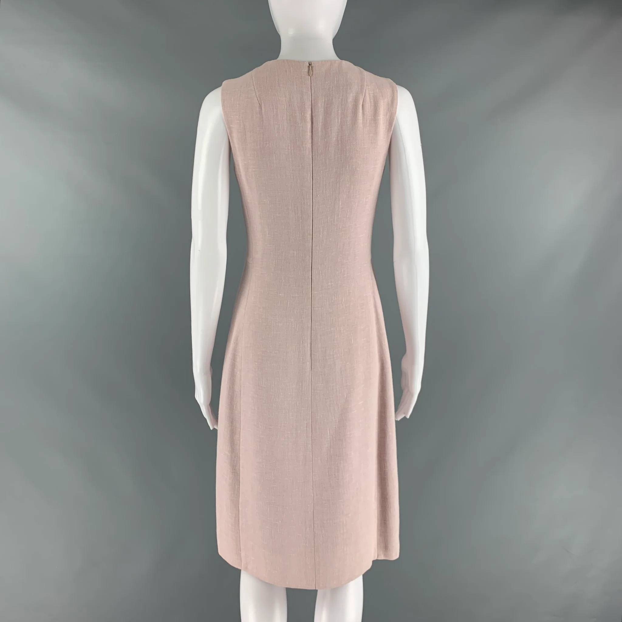 AKRIS Size 4 Rose Linen Wool Sleeveless Below Knee Outfits - Image 6