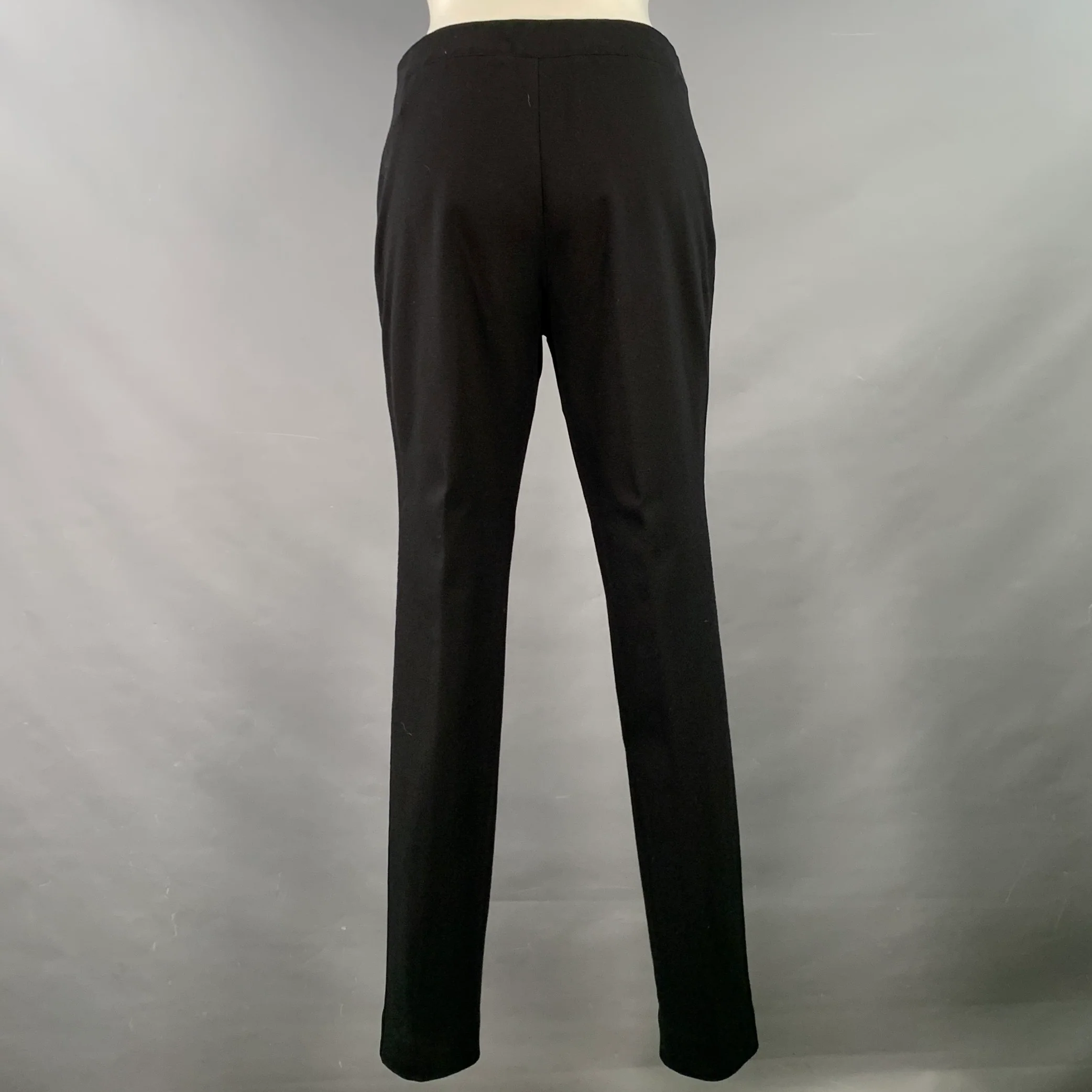 AKRIS Size 8 Black Polyester Blend Velvet Narrow Leg Casual Pants - Image 3