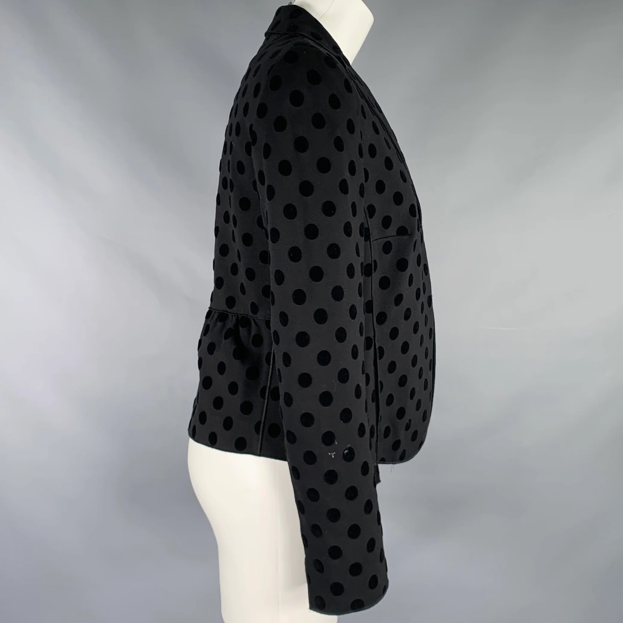 AKRIS Size 8 Black Viscose Blend Polka Dot Blazer - Image 2