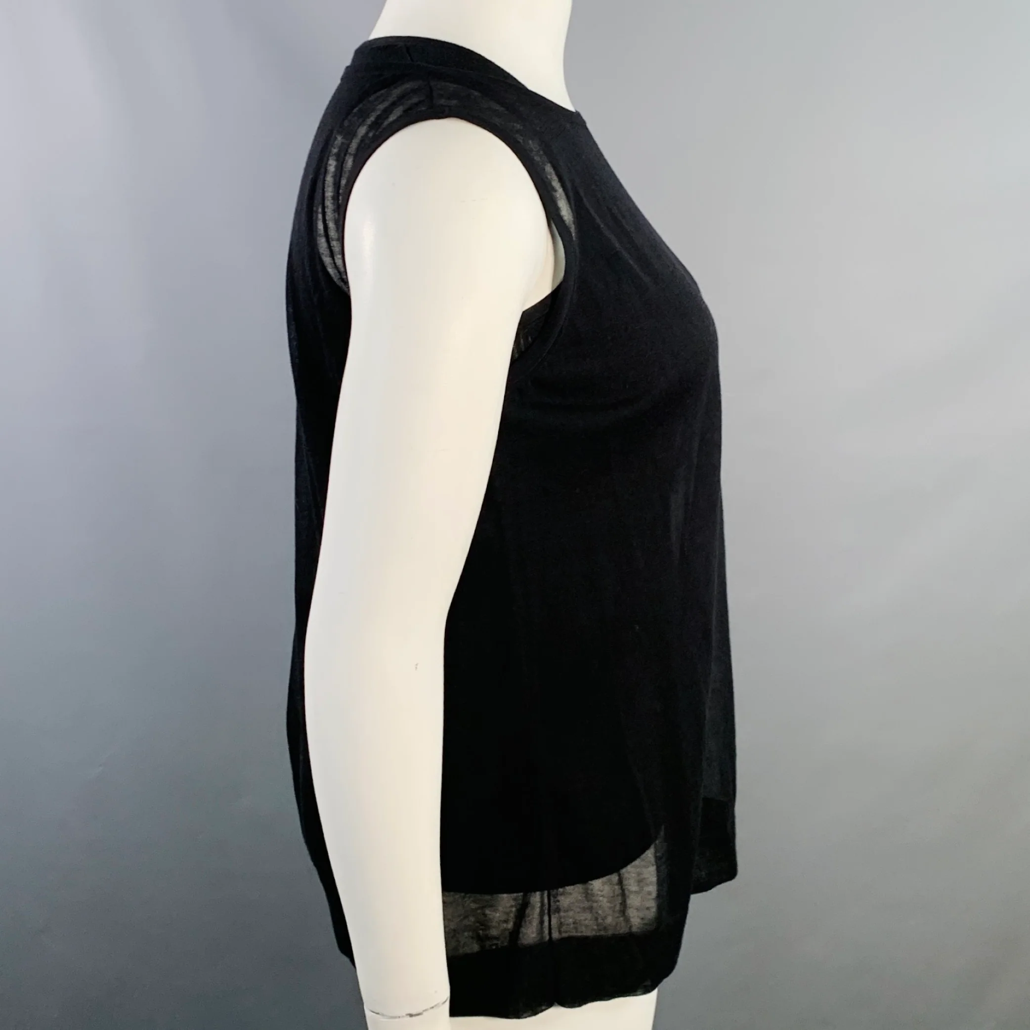 AKRIS Size L Black Silk Cotton Layered Tank Casual Top - Image 2