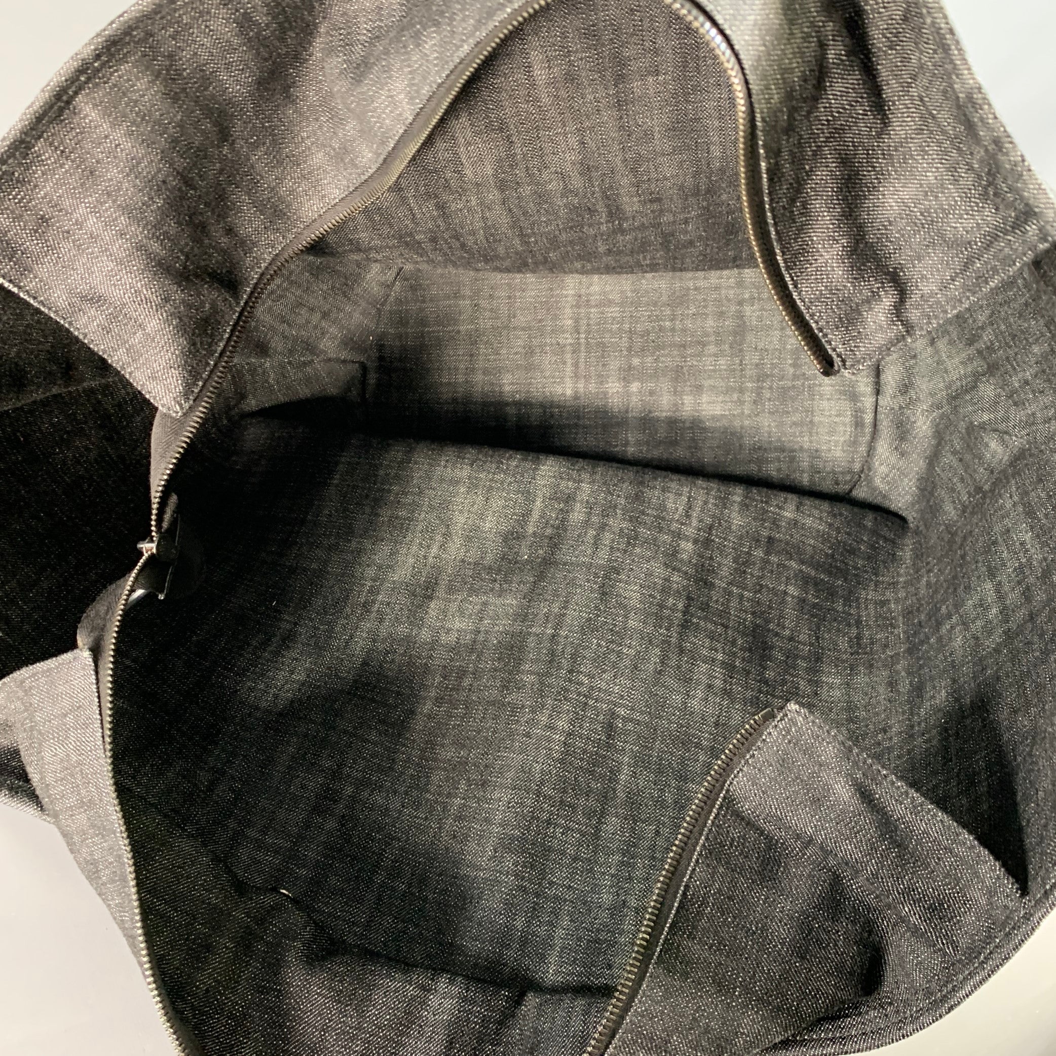 ALAIA Black White Leather Denim Oversized Tote Handbag - Image 8
