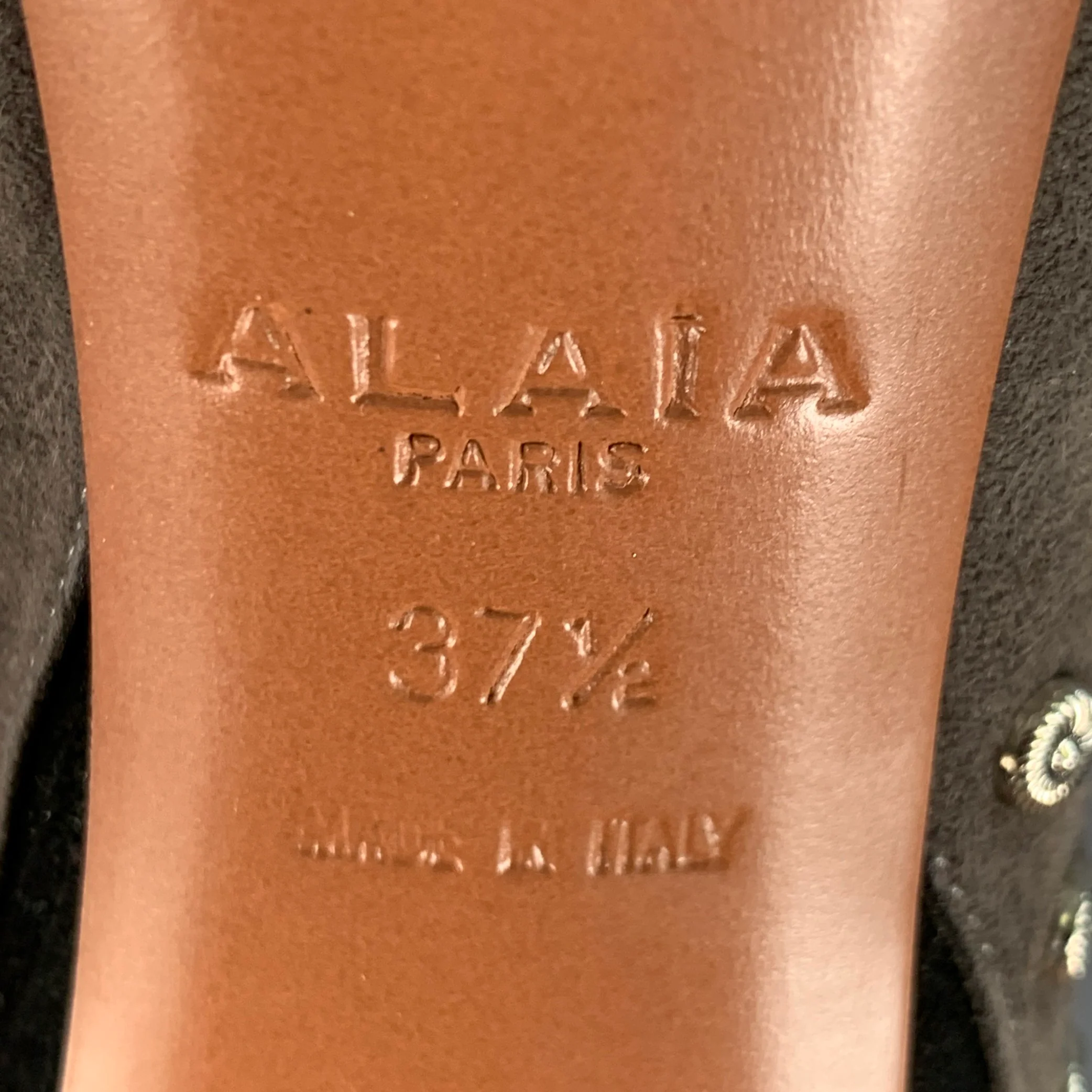 ALAIA Size 7.5 Black Grey Studded Suede Back Zipper Stiletto Booties - Image 8