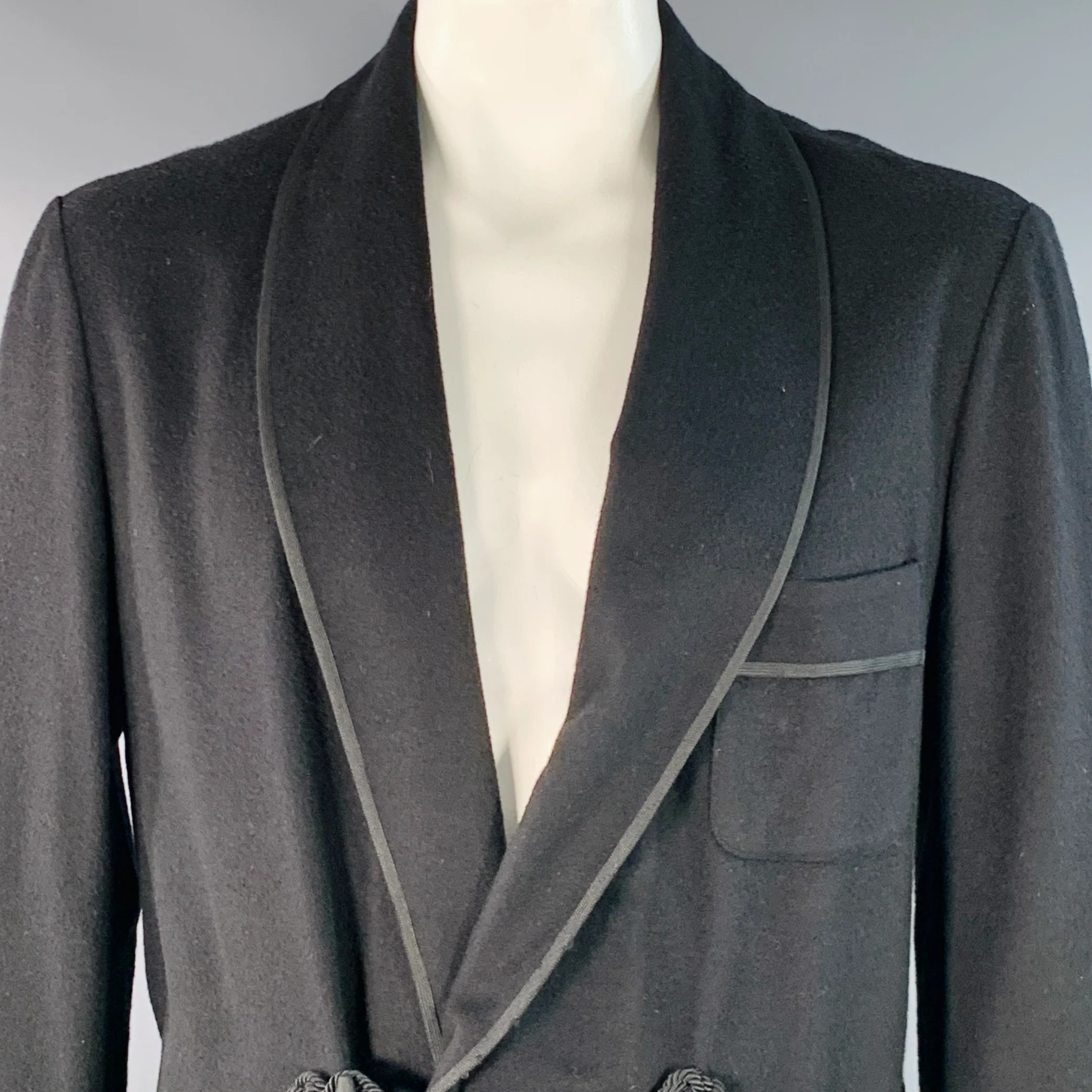 ALAN BILZERIAN Size XL Black Cashmere Shawl Collar Toggle Closure Coat - Image 2