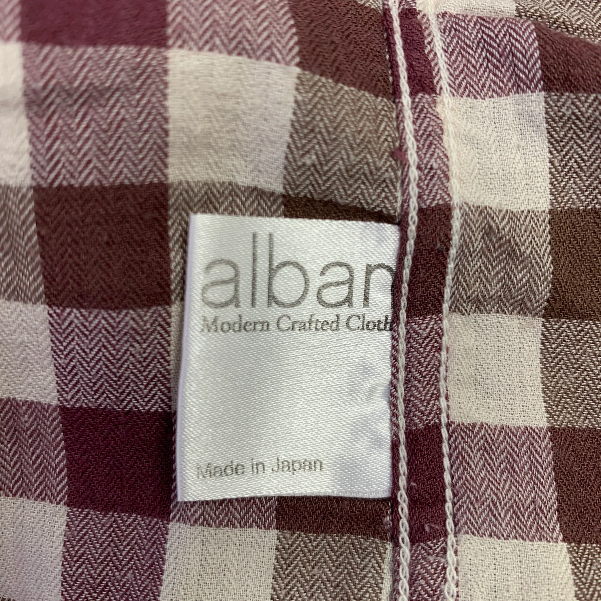 ALBAM Size L Burgundy Brown Checkered Cotton Wool Long Sleeve Shirt - Image 7