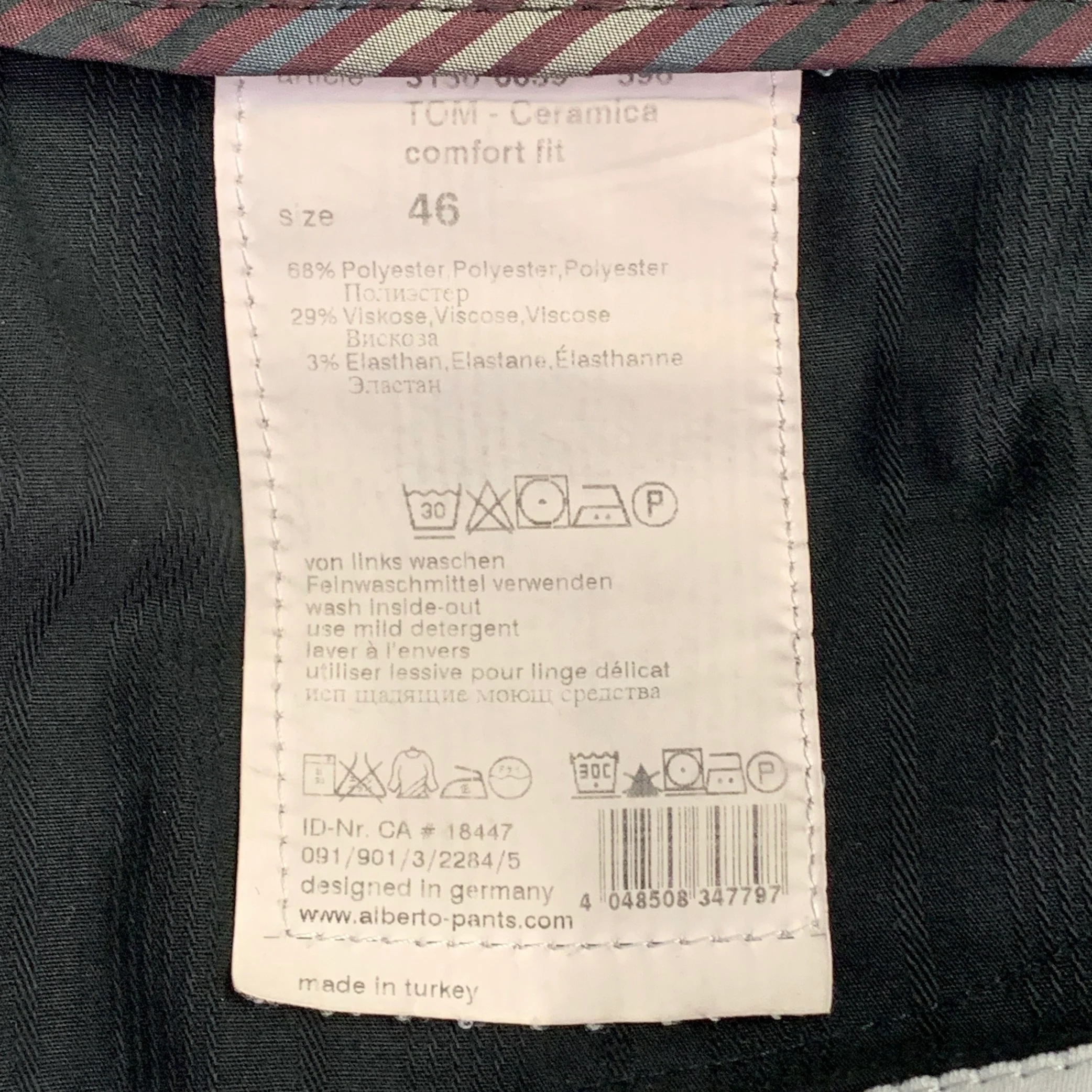 ALBERTO Size 30 Brown Polyester Blend Comfort Fit Tapered Casual Pants - Image 6