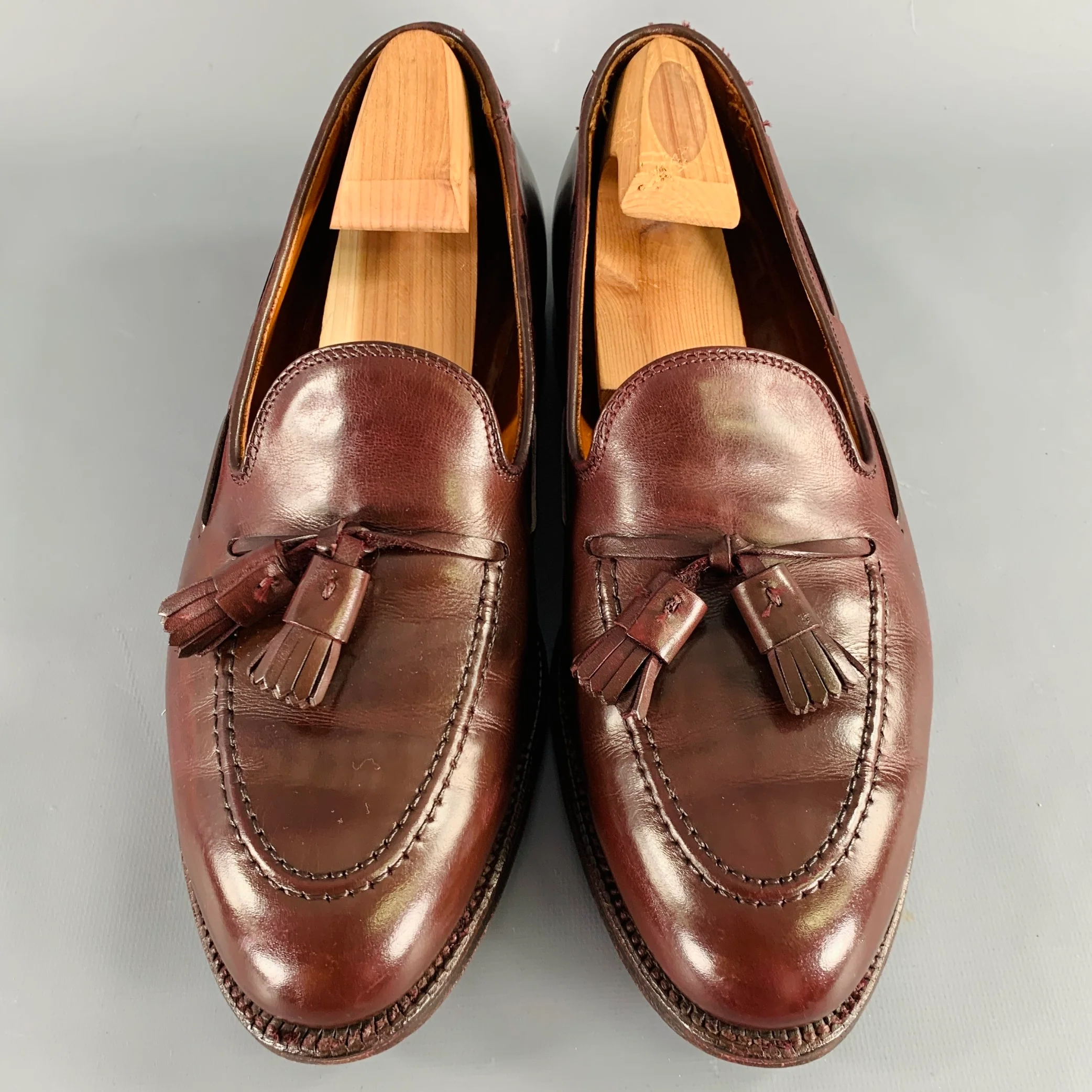 ALDEN Size 10 Burgundy Leather Tassels Loafers - Image 4