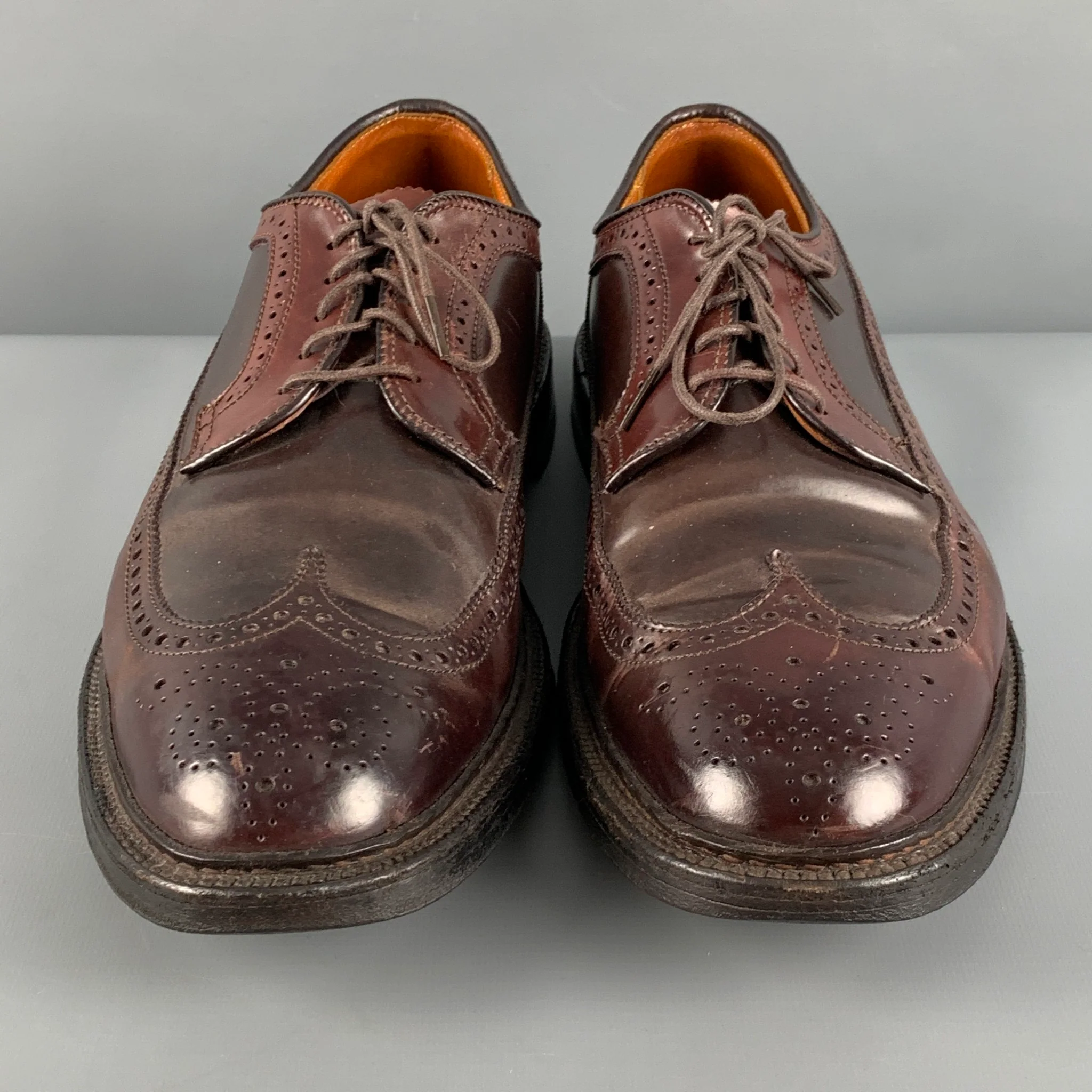 ALDEN Size 11 Brown Perforated Leather Wingtip Lace Up Shoes - Image 4