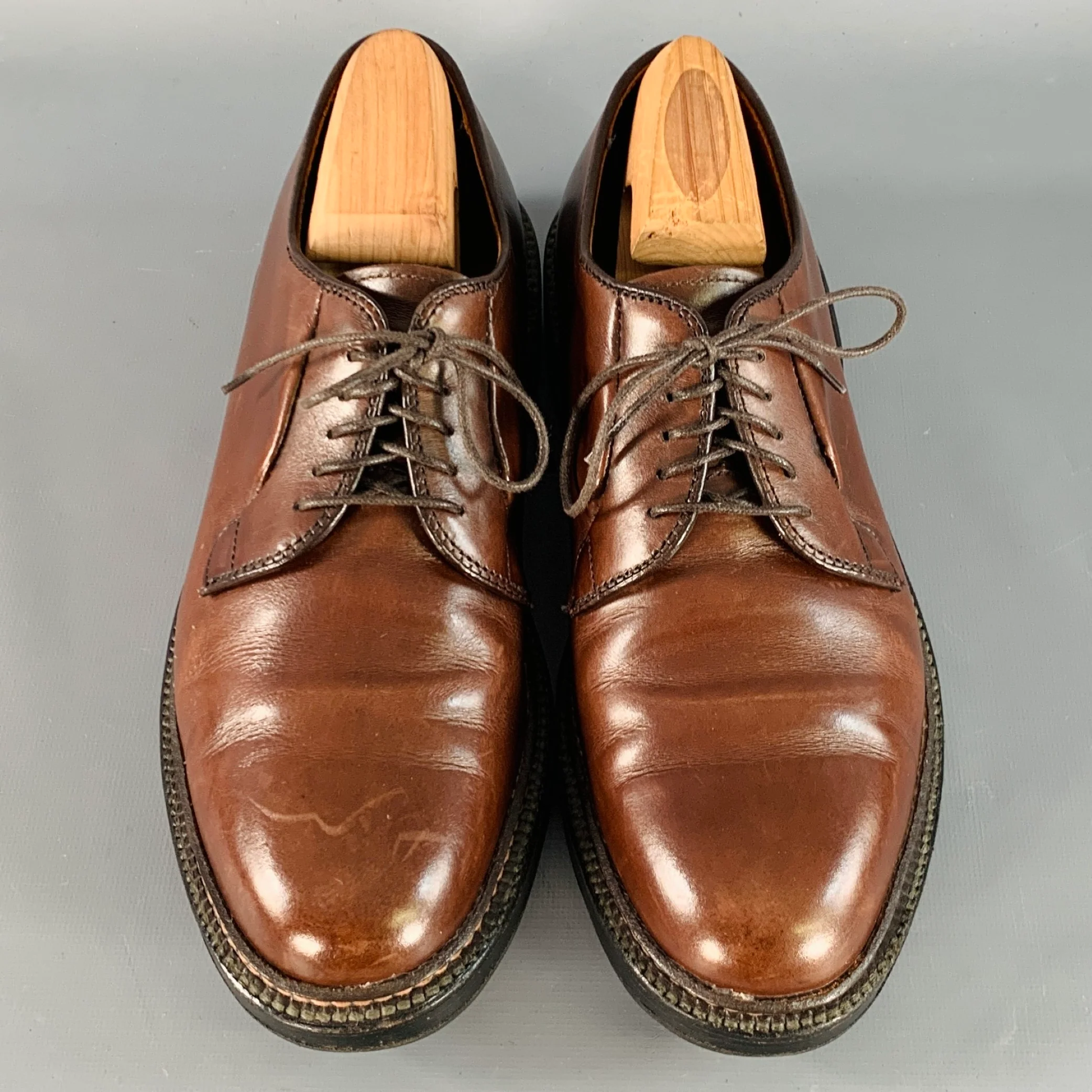 ALDEN Size 6.5 Brown Leather Derby Lace-Up Shoes - Image 4