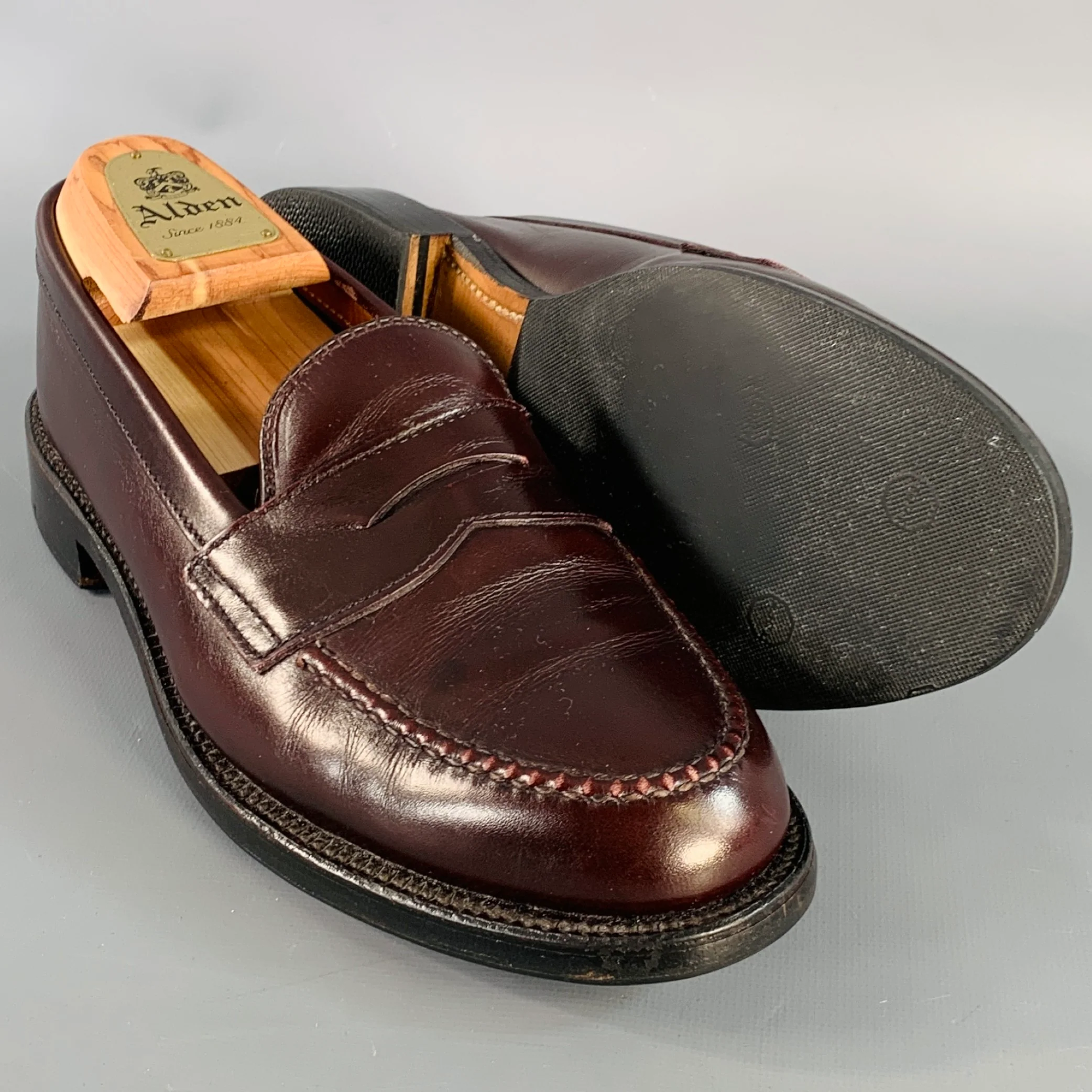 ALDEN Size 6.5 Brown Leather Penny Loafers - Image 5