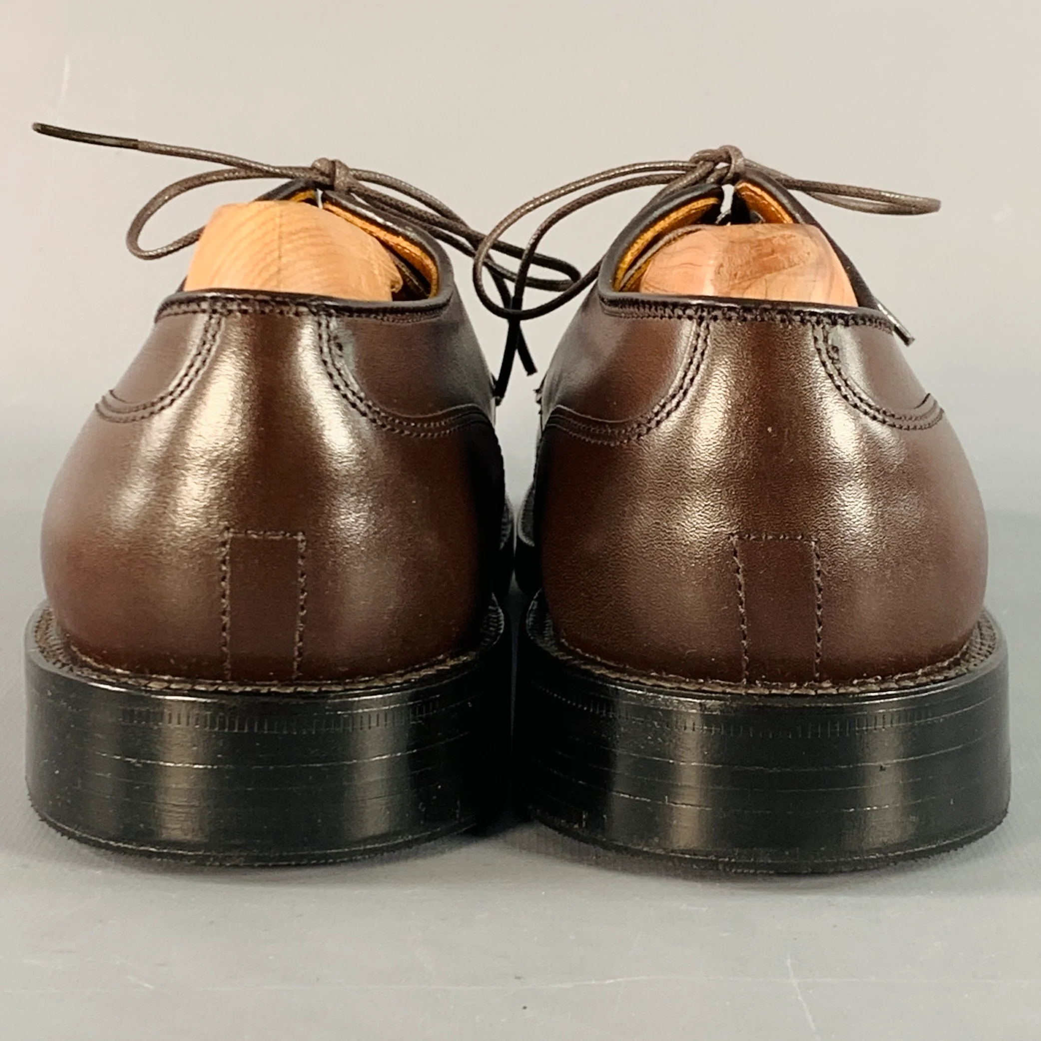 ALDEN Size 6.5 Norwegian HS Blucher Brown Calfskin Leather Split Toe Lace-Up Shoes - Image 3