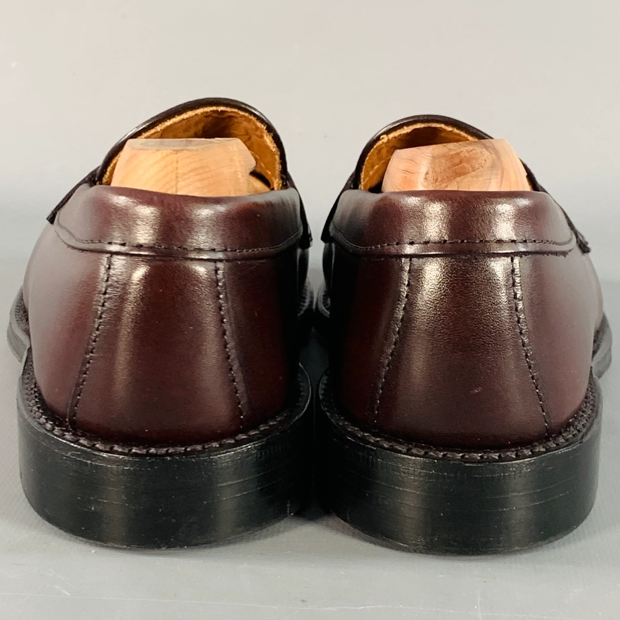 ALDEN Size 6.5 Burgundy Calfskin Leather Handsewn Penny Loafer - Image 3