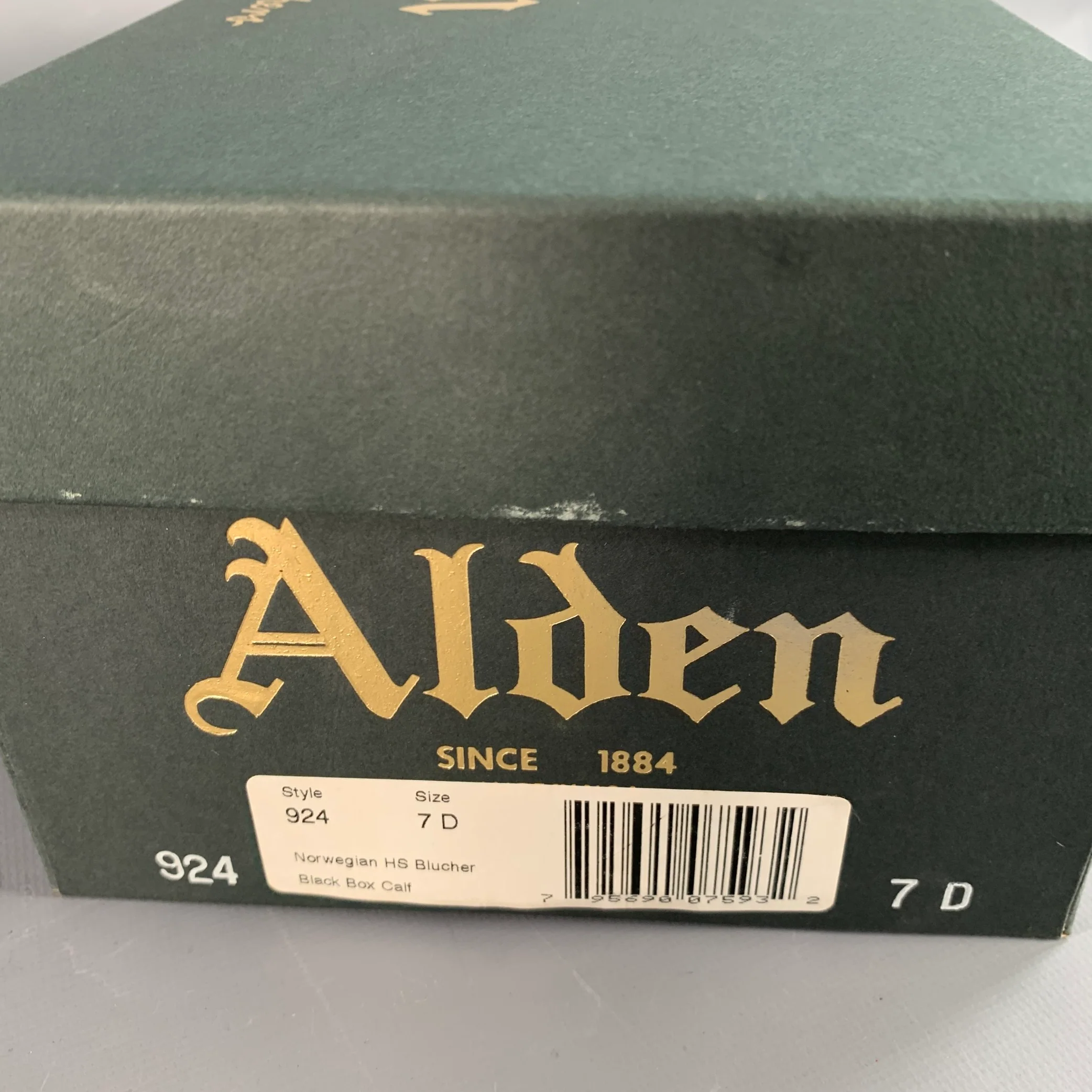 ALDEN Size 7 Norwegian HS Blucher Black Calfskin Leather Split Toe Derby Lace-Up Shoes - Image 9