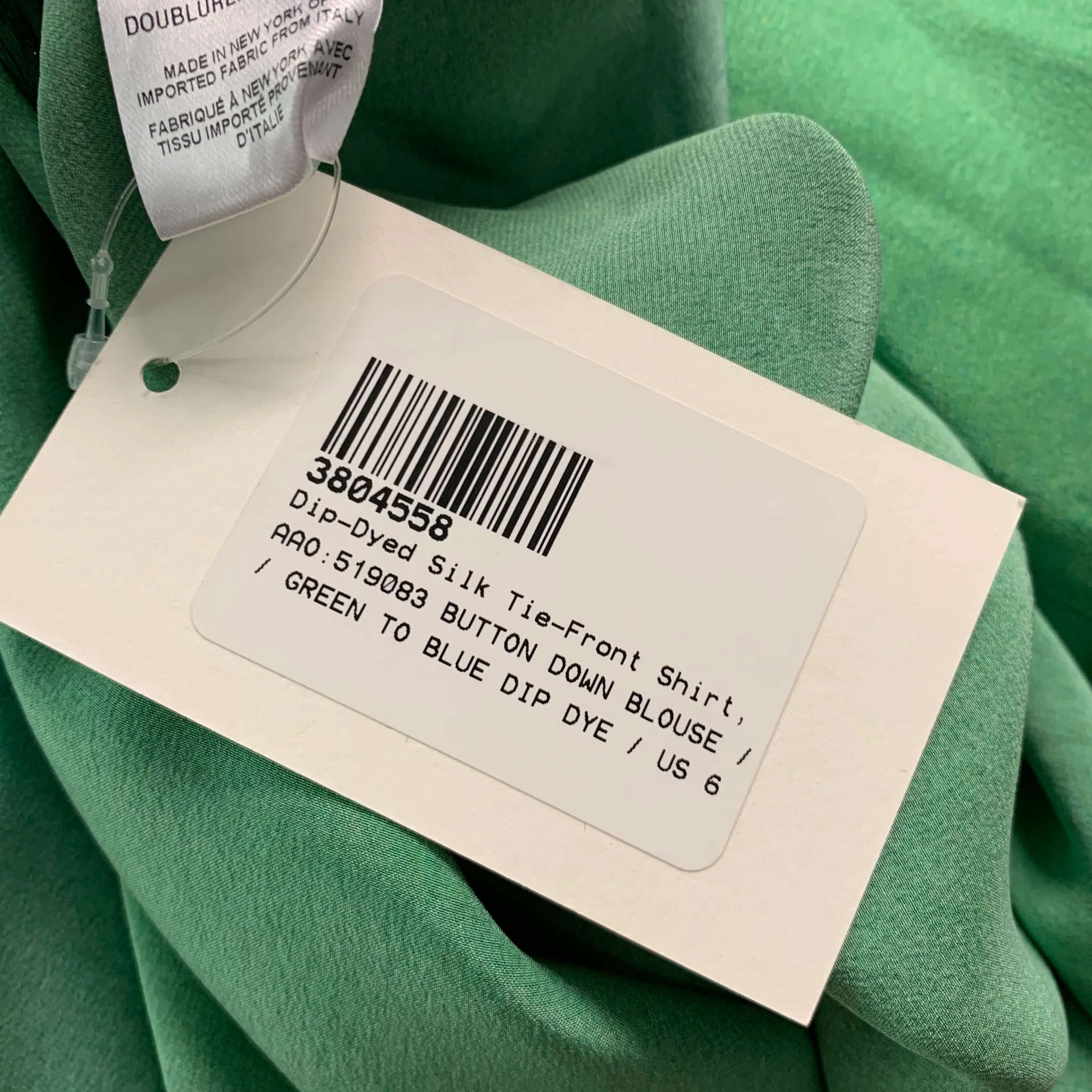 ALEJANDRA ALONSO ROJAS Size 6 Green Blue Silk Ombre Long Sleeve Dress Top - Image 6
