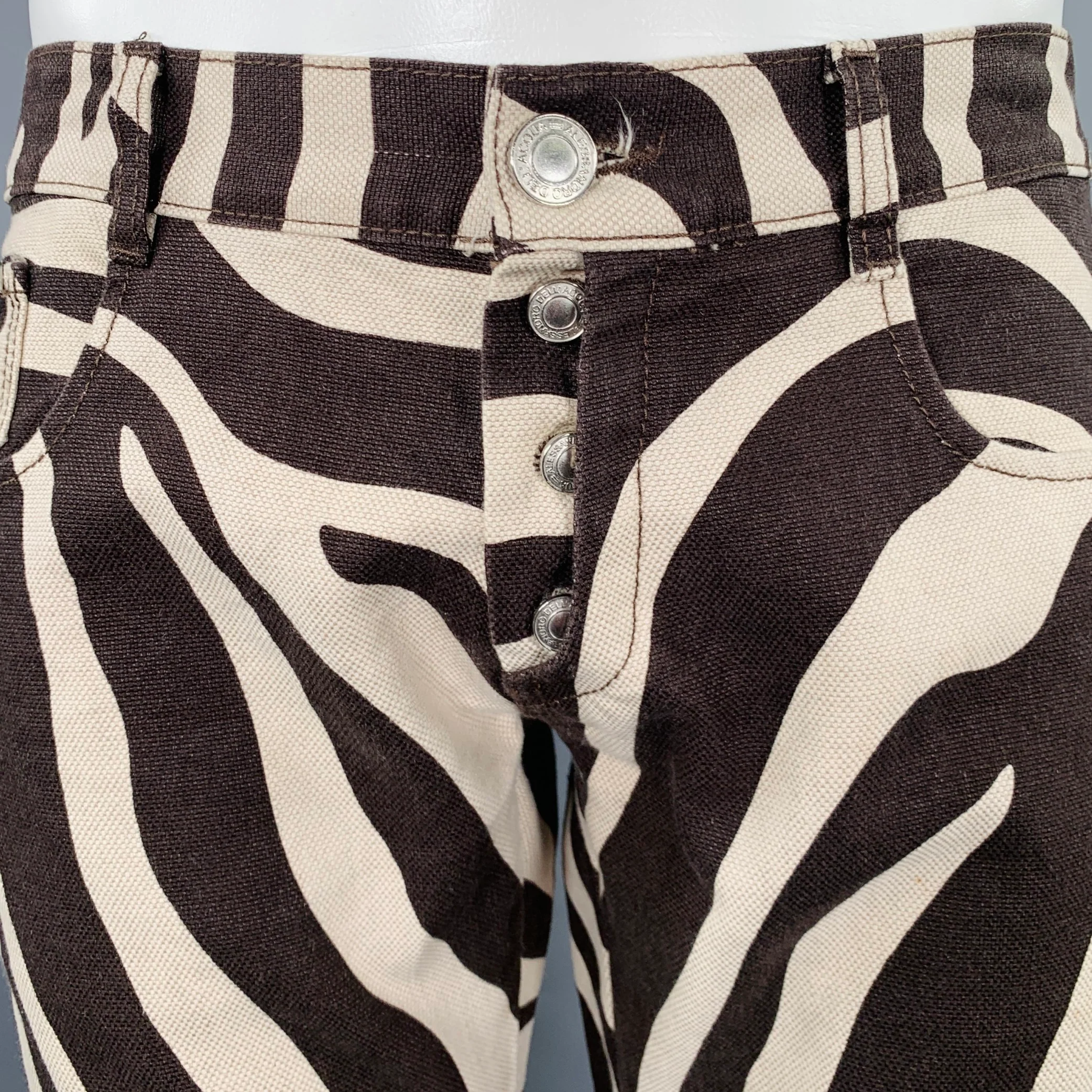 ALESSANDRO DELL'ACQUA Size 14 Brown Beige Zebra Flare Jeans - Image 2