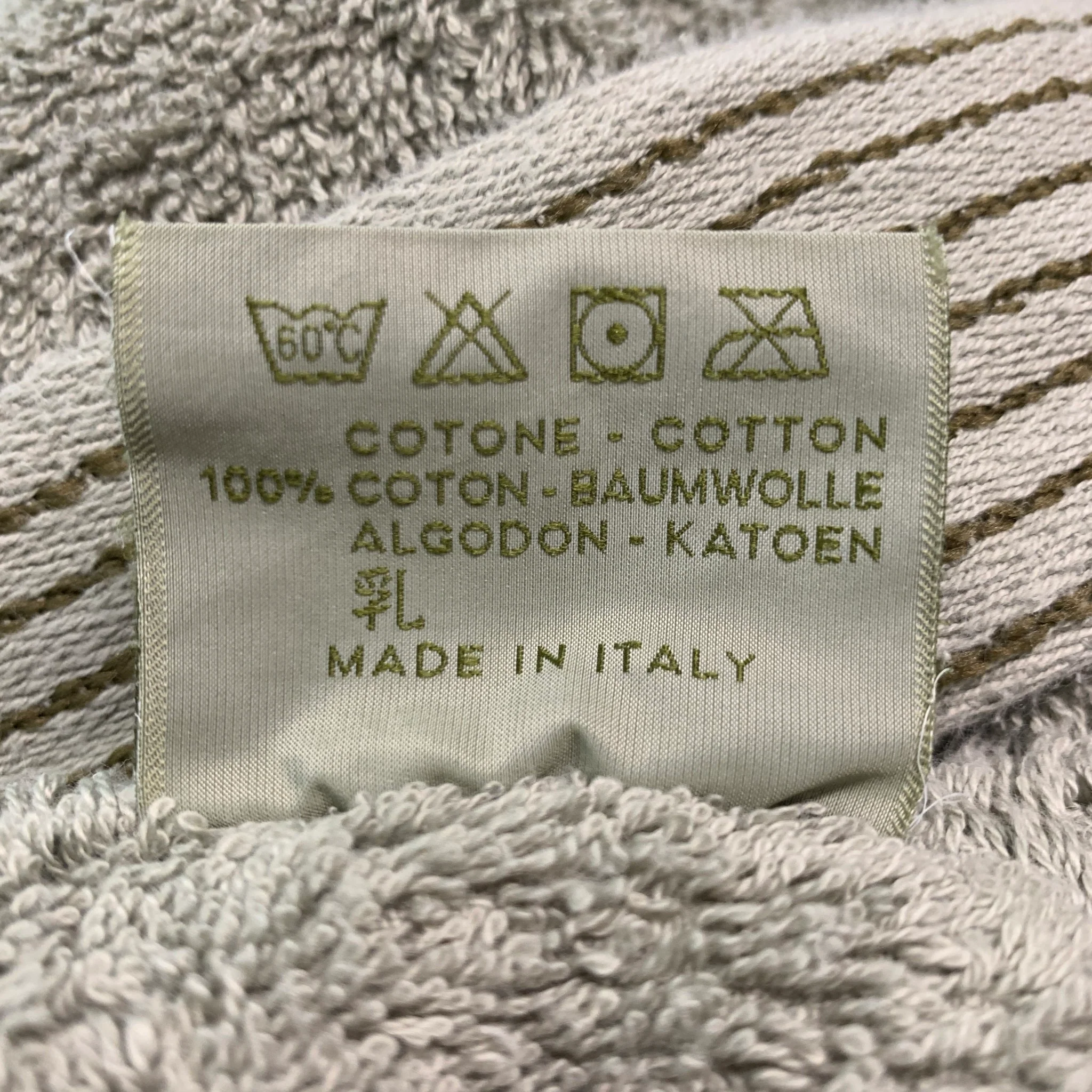 ALESSI Size S Green Textured Cotton Bath Robe and Tied Towel - Image 10