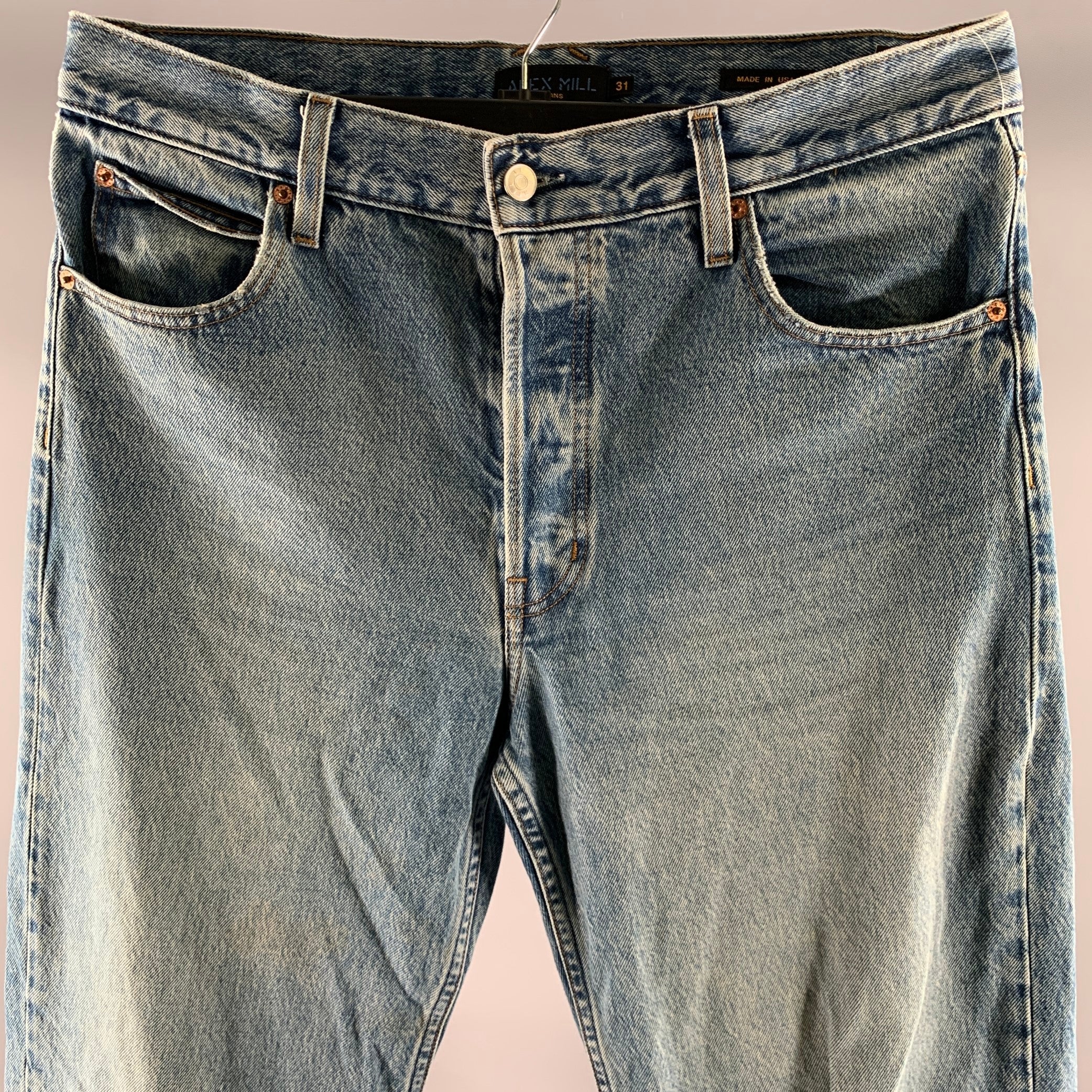 ALEX MILL Size 32 Blue Light Wash Cotton Relaxed fit Jeans - Image 2