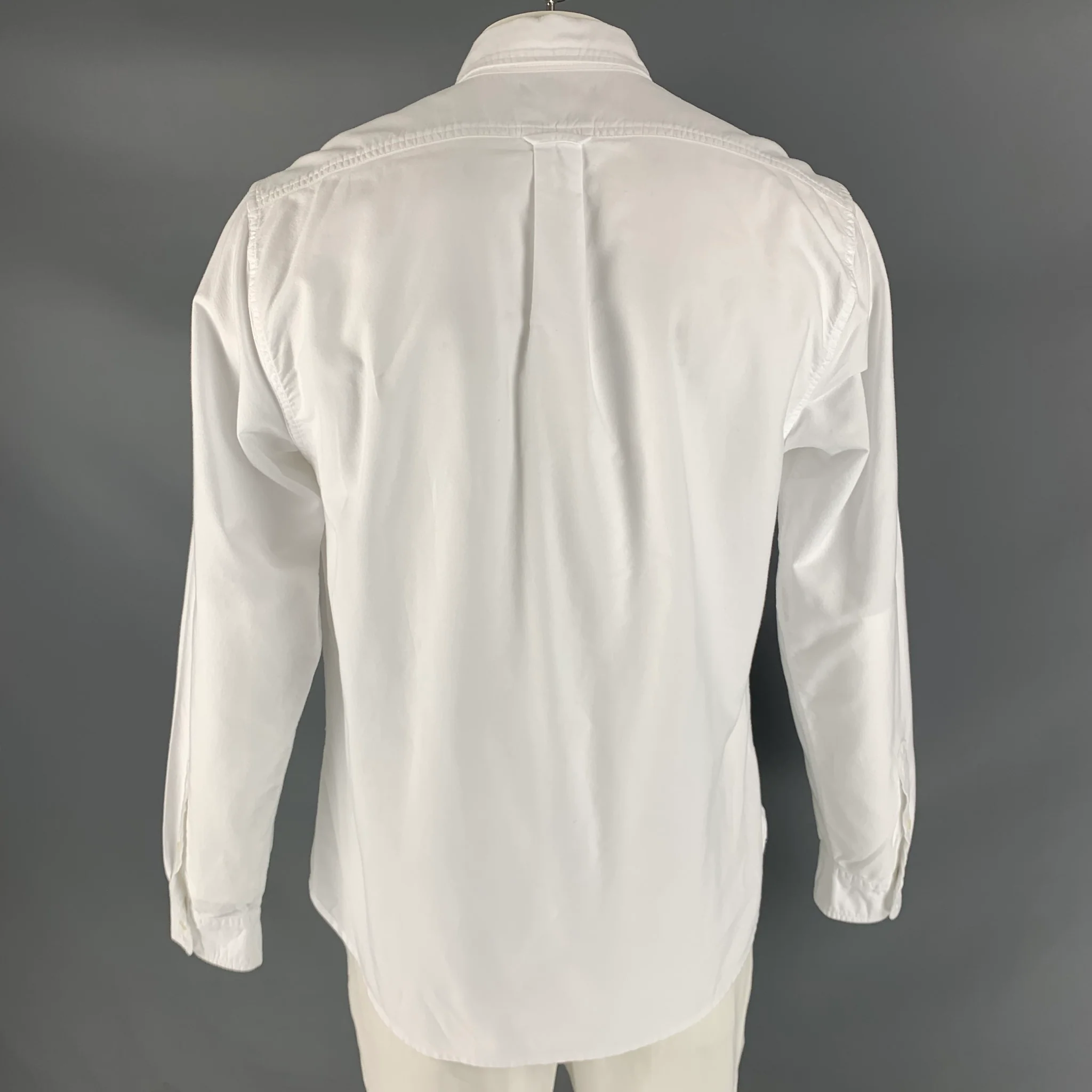 ALEX MILL Size L White Solid Cotton Button Down Long Sleeve Shirt - Image 3