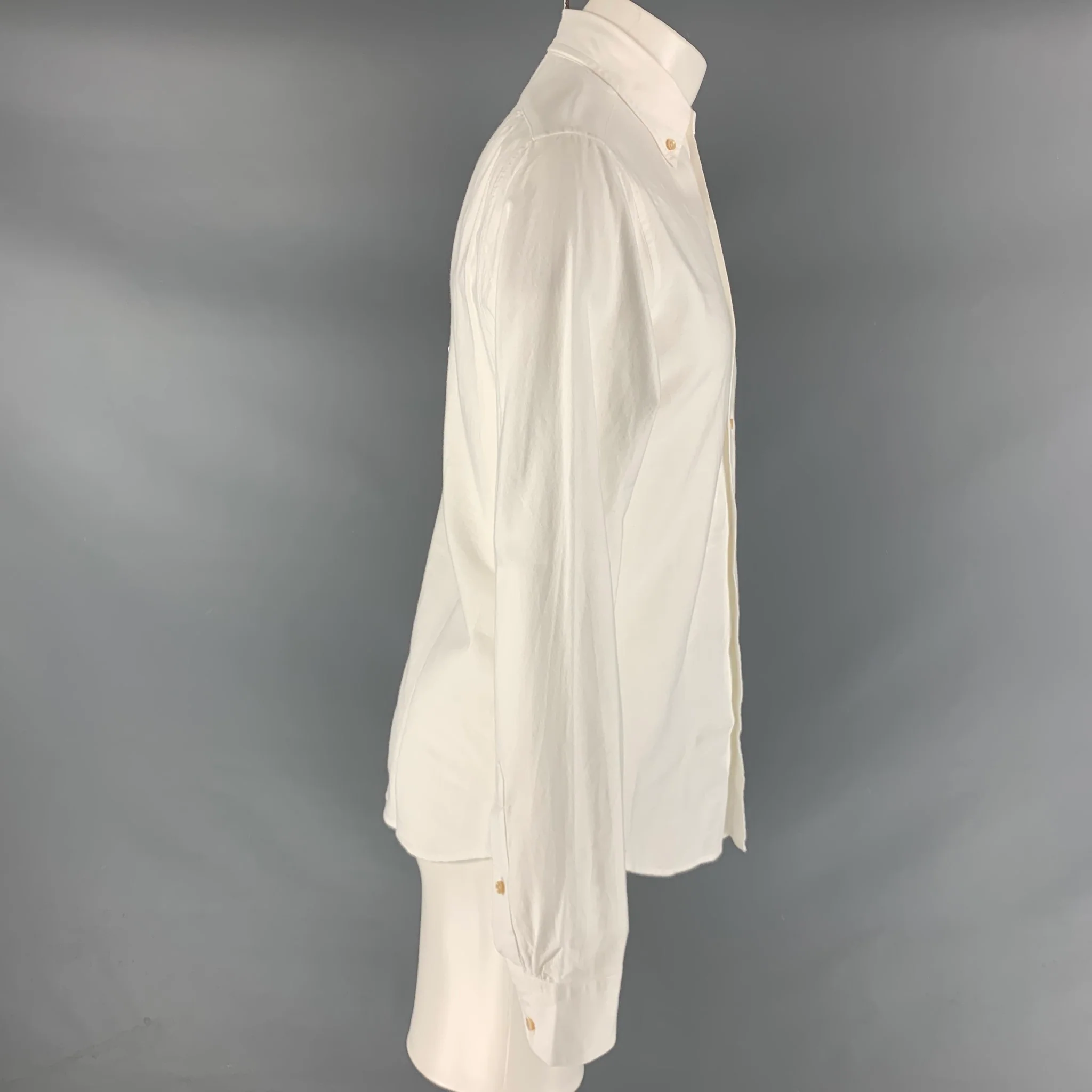 ALEX MILL Size S White Solid Cotton Button Down Long Sleeve Shirt - Image 2