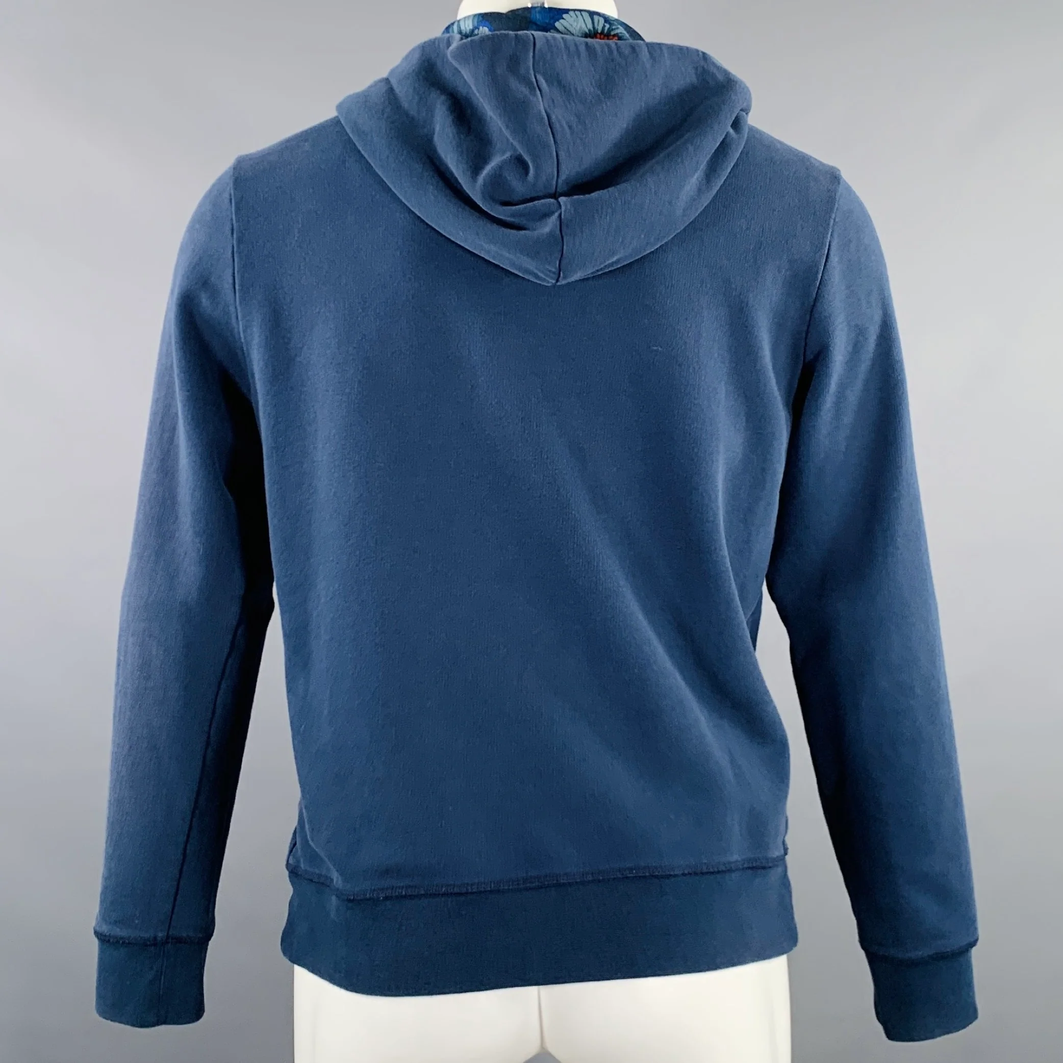 ALEXANDER MCQUEEN 2015 Size M Blue Red Print Cotton Hooded Sweatshirt - Image 4