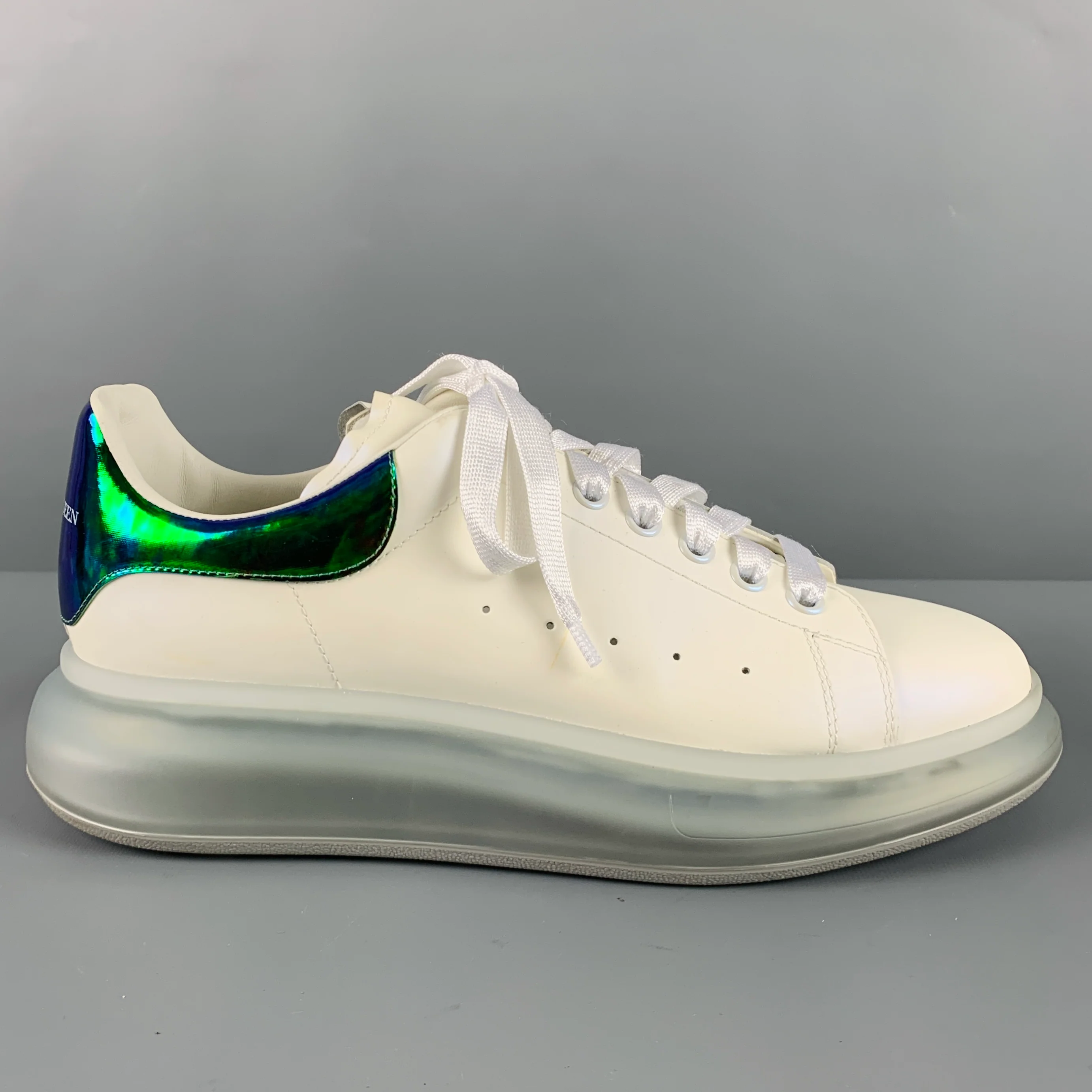 ALEXANDER MCQUEEN Size 11 White Green Sneakers - Image 2
