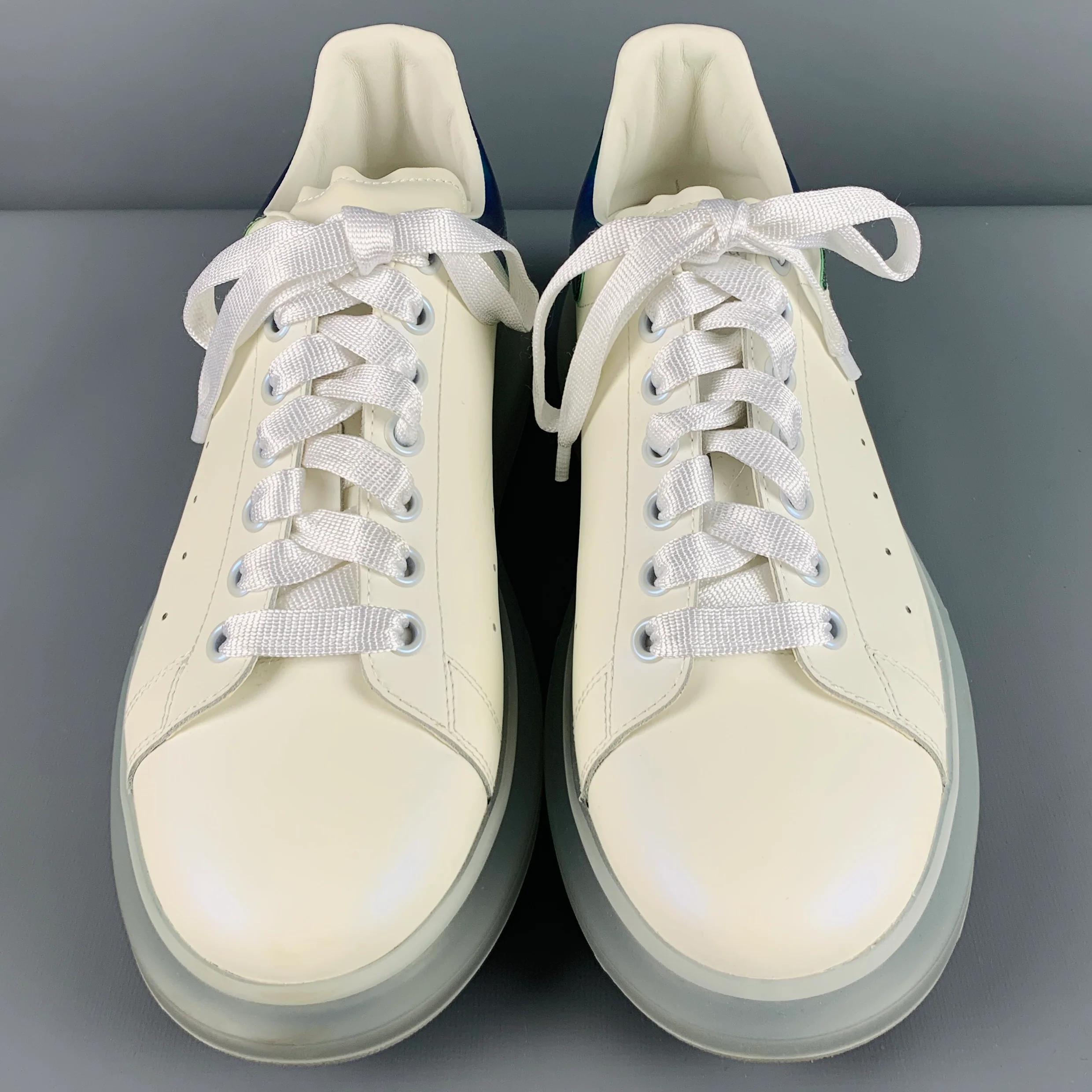ALEXANDER MCQUEEN Size 11 White Green Sneakers - Image 4
