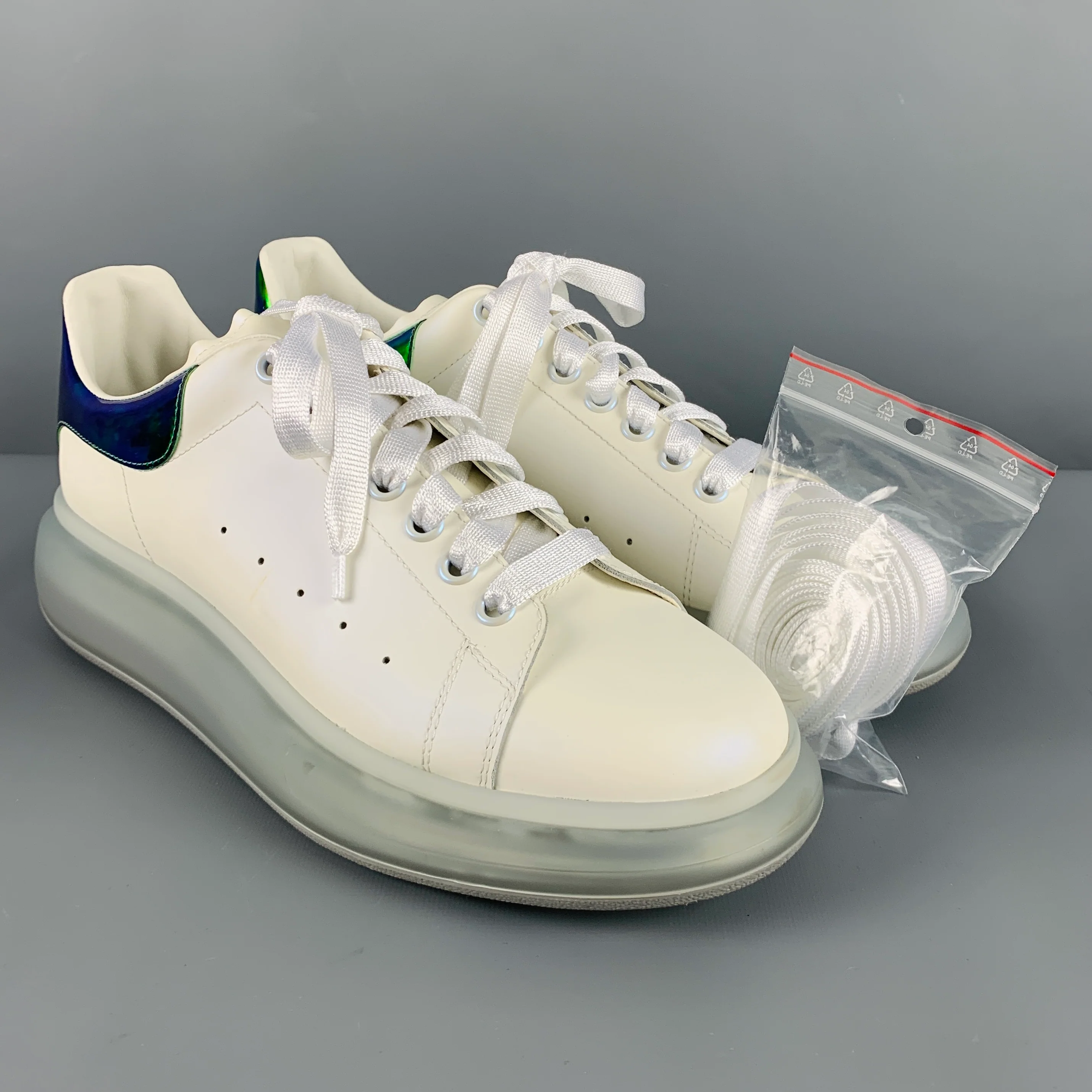 ALEXANDER MCQUEEN Size 11 White Green Sneakers - Image 9