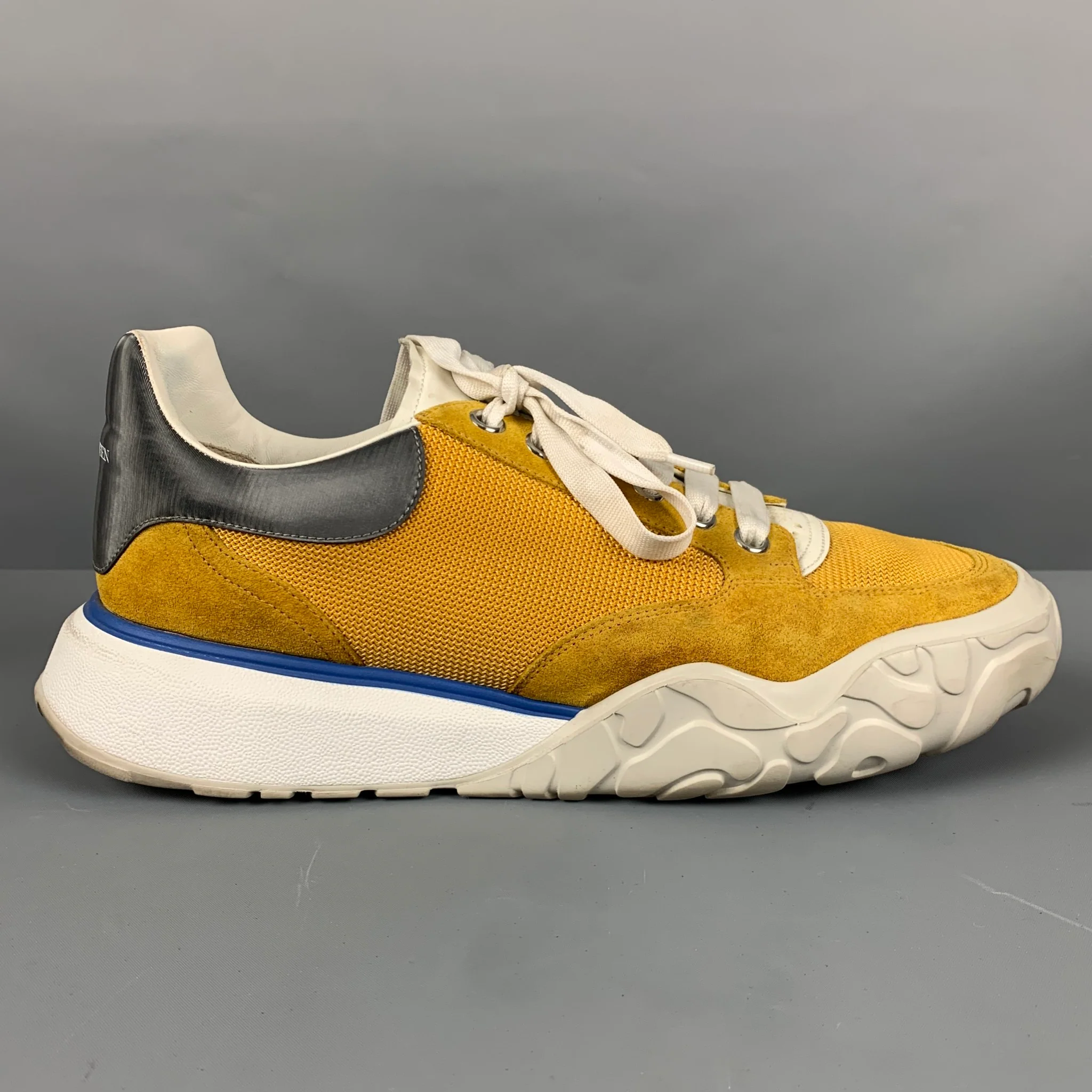 ALEXANDER MCQUEEN Size 11 Yellow Grey Color Block Nylon Sneakers - Image 2
