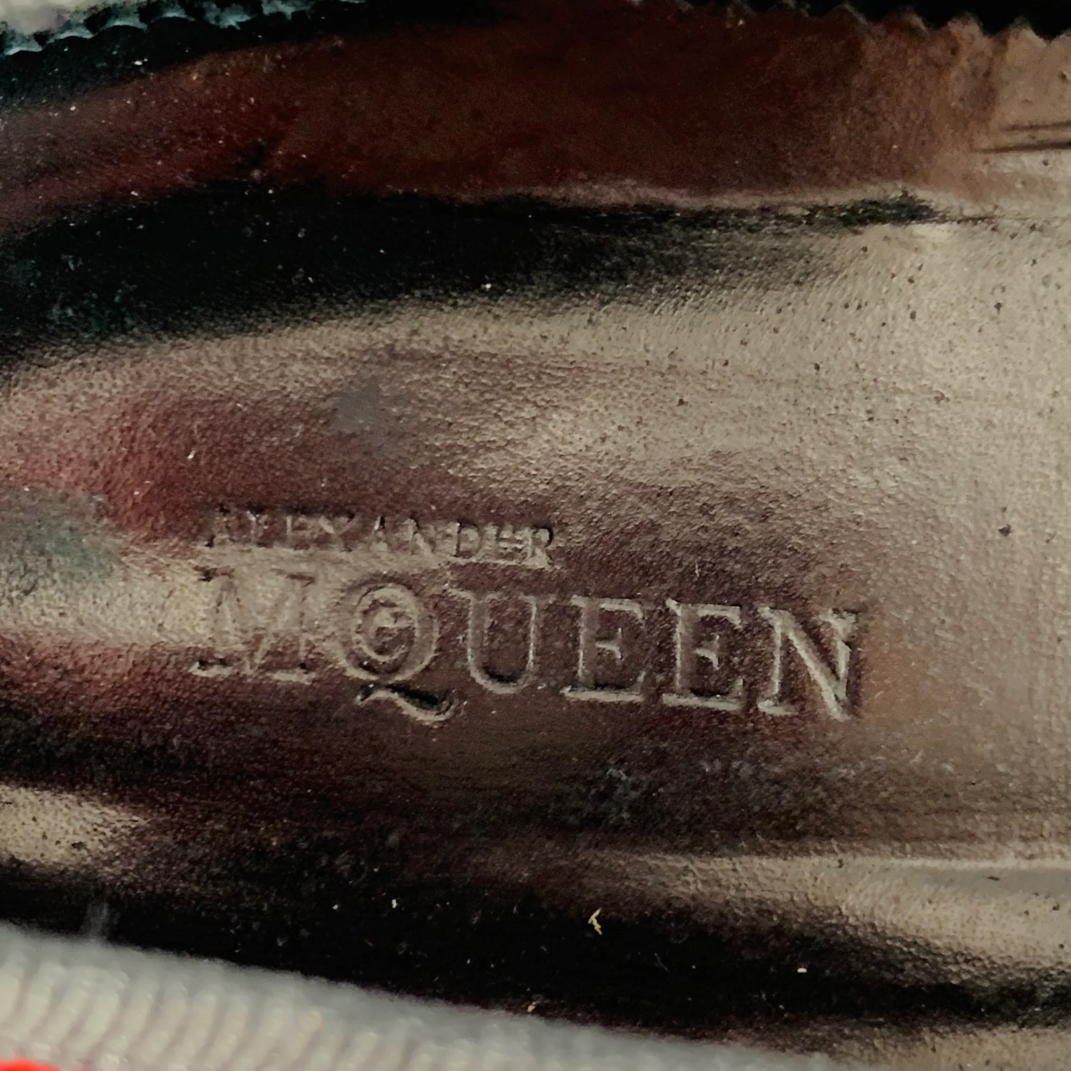 ALEXANDER MCQUEEN Size 12 Red Black Embossed Skull Patent Leather Slip On Loafers - Image 7