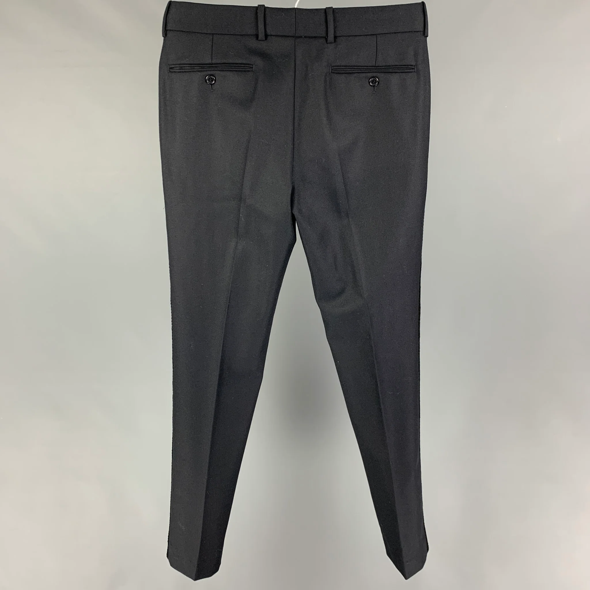 ALEXANDER MCQUEEN Size 30 Navy Wool Tuxedo Dress Pants - Image 3