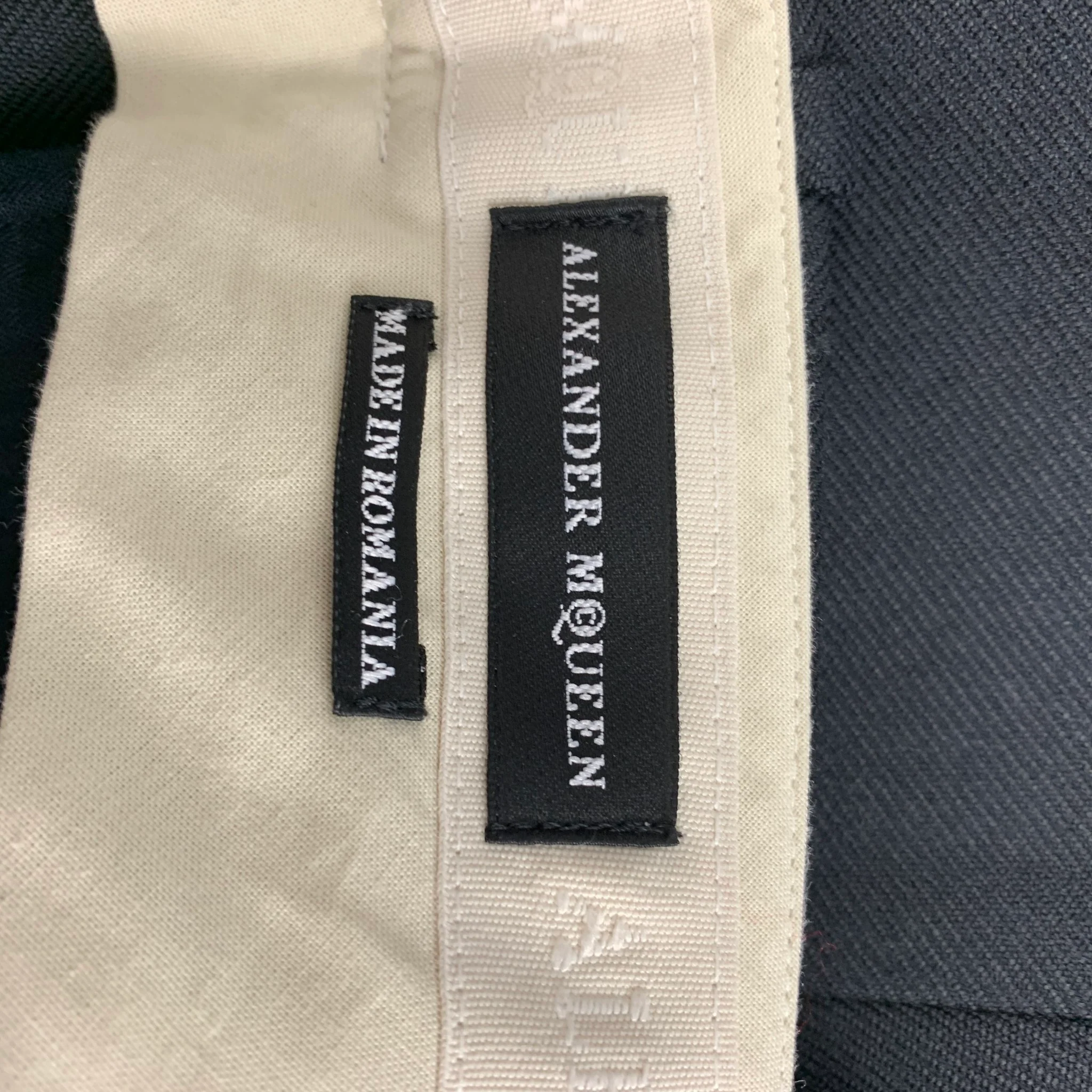 ALEXANDER MCQUEEN Size 30 Navy Wool Tuxedo Dress Pants - Image 6