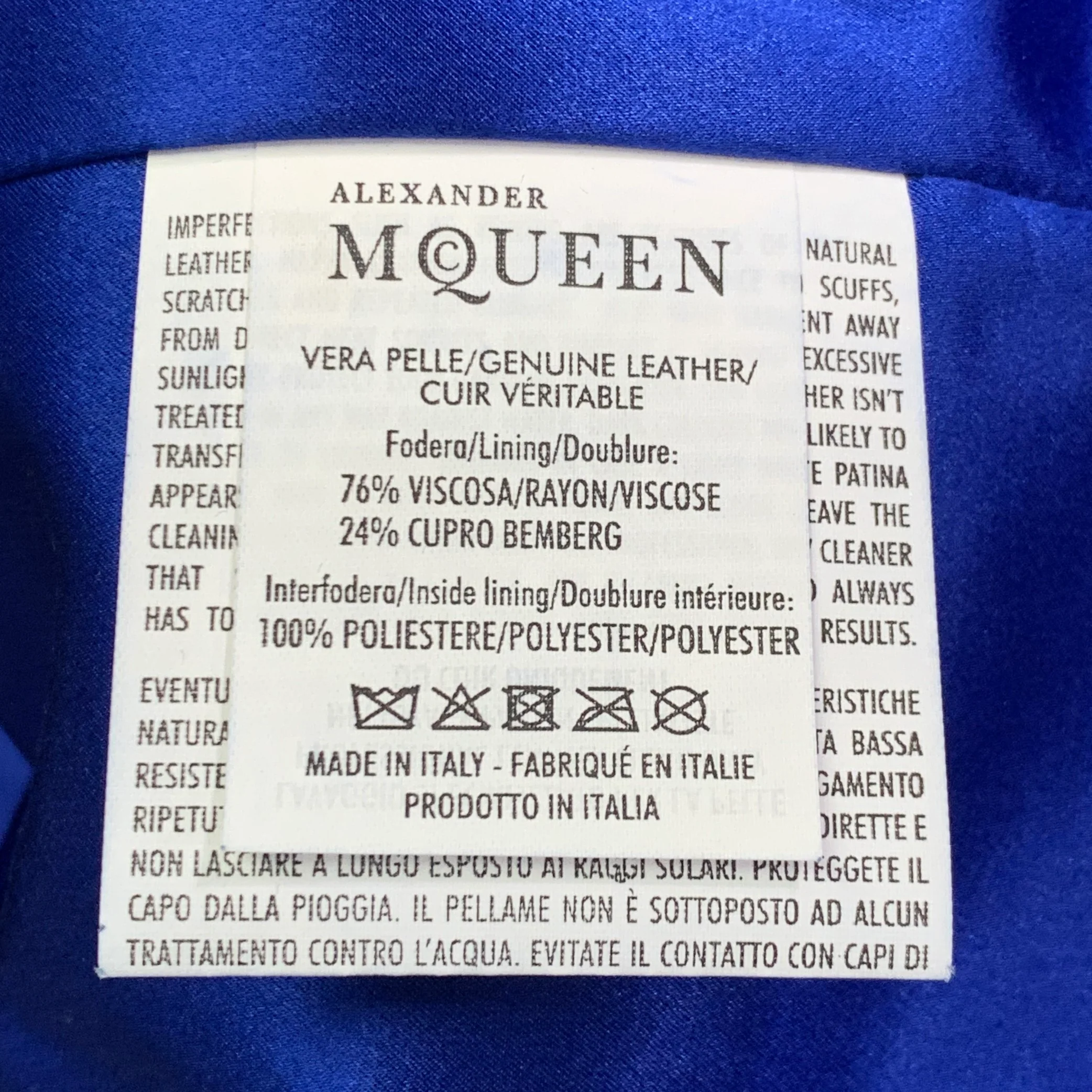 ALEXANDER MCQUEEN Size 34 Royal Blue Leather Motorcycle Jacket - Image 8