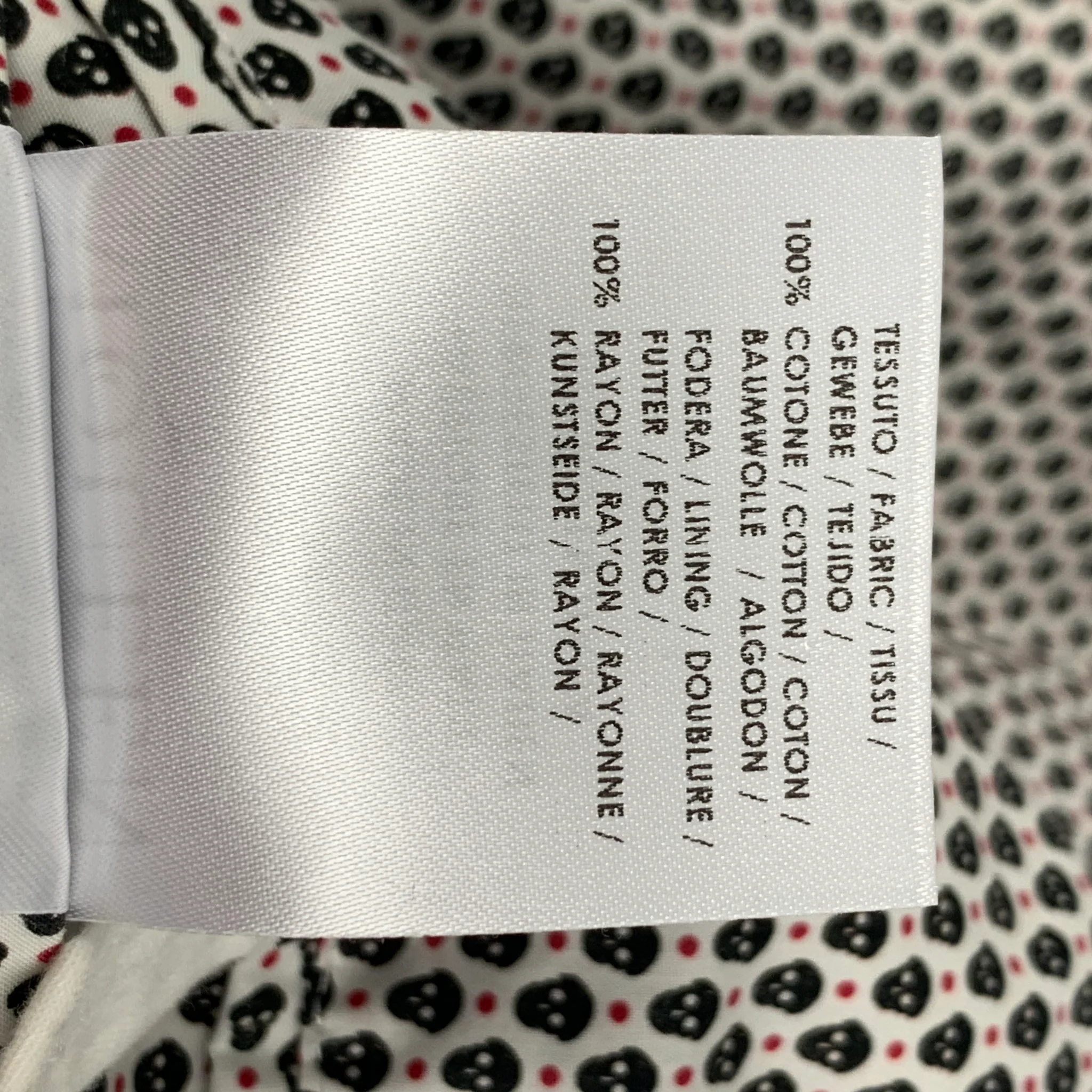 ALEXANDER MCQUEEN Size 34 White Navy Red Skulls Cotton Sport Coat - Image 6