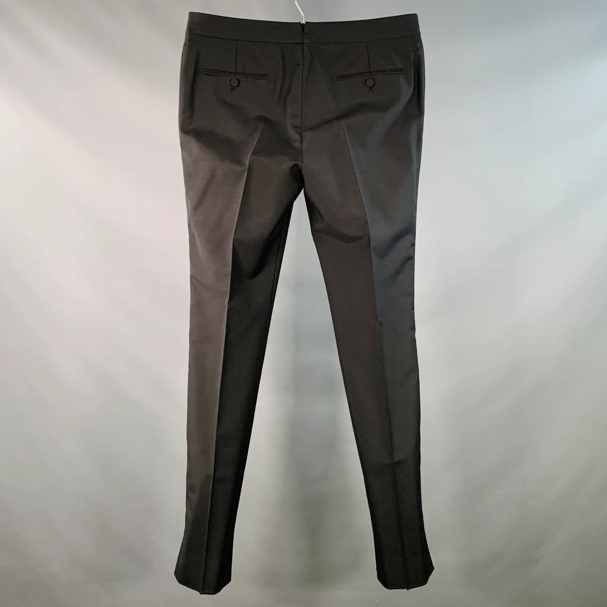 ALEXANDER MCQUEEN Size 36 Black Wool Silk Flat Front Dress Pants - Image 2