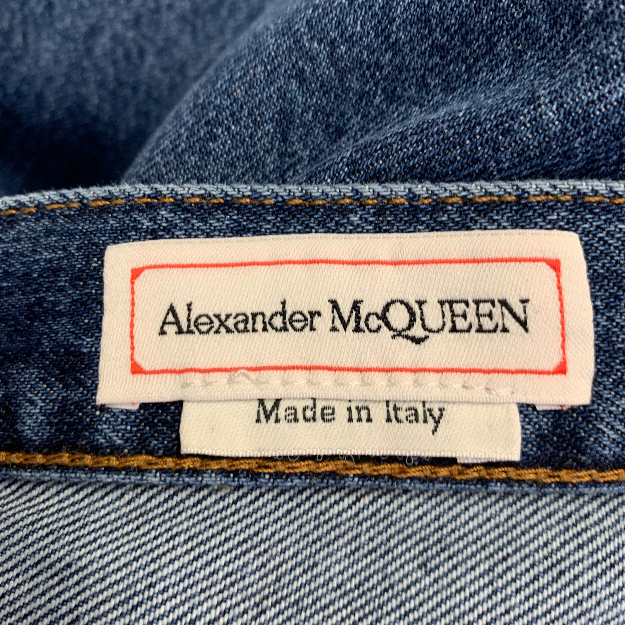 ALEXANDER MCQUEEN Size 36 Indigo Contrast Stitch Denim Button Fly Jeans - Image 5