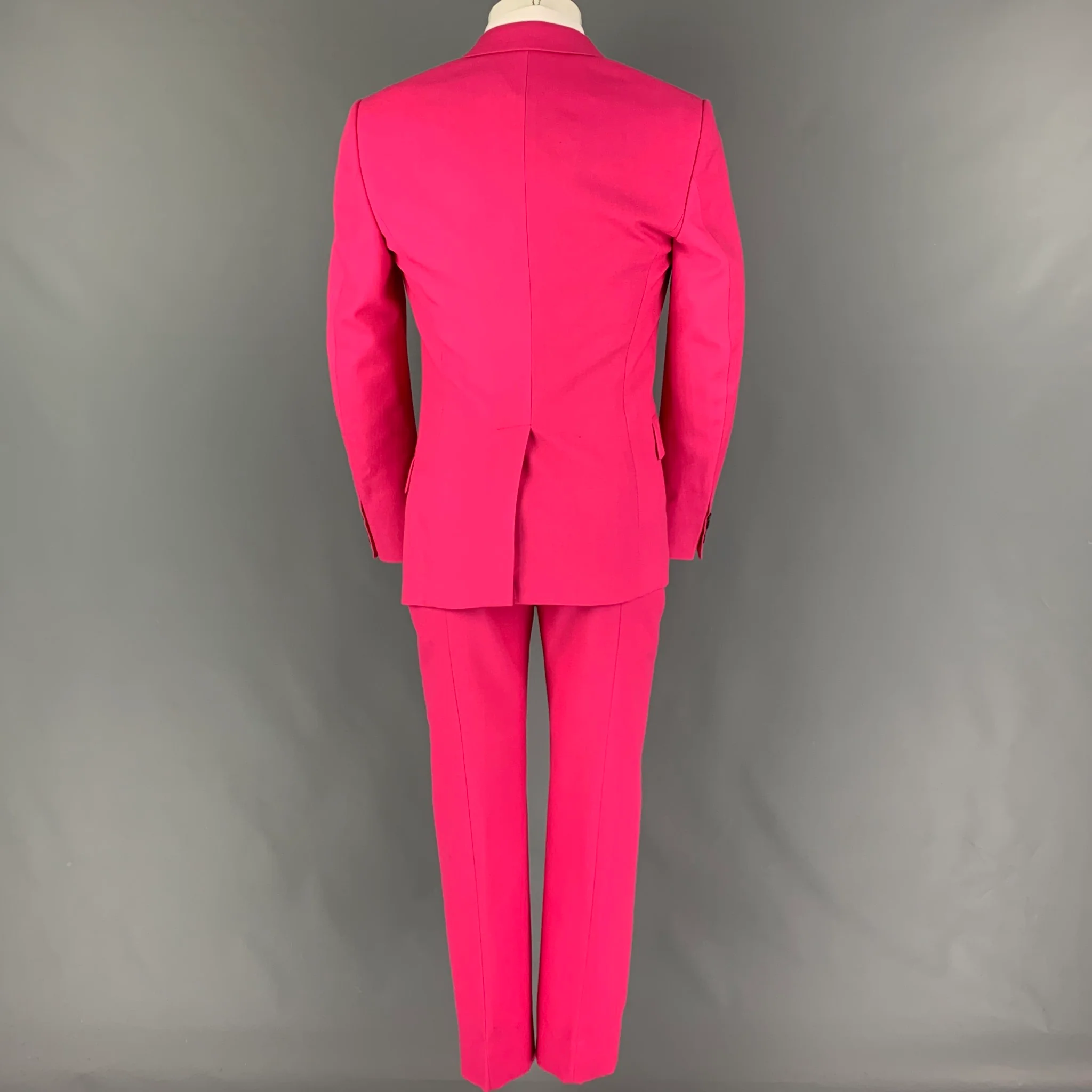 ALEXANDER MCQUEEN Size 36 Pink Wool Peak Lapel Asymmetric Suit - Image 3