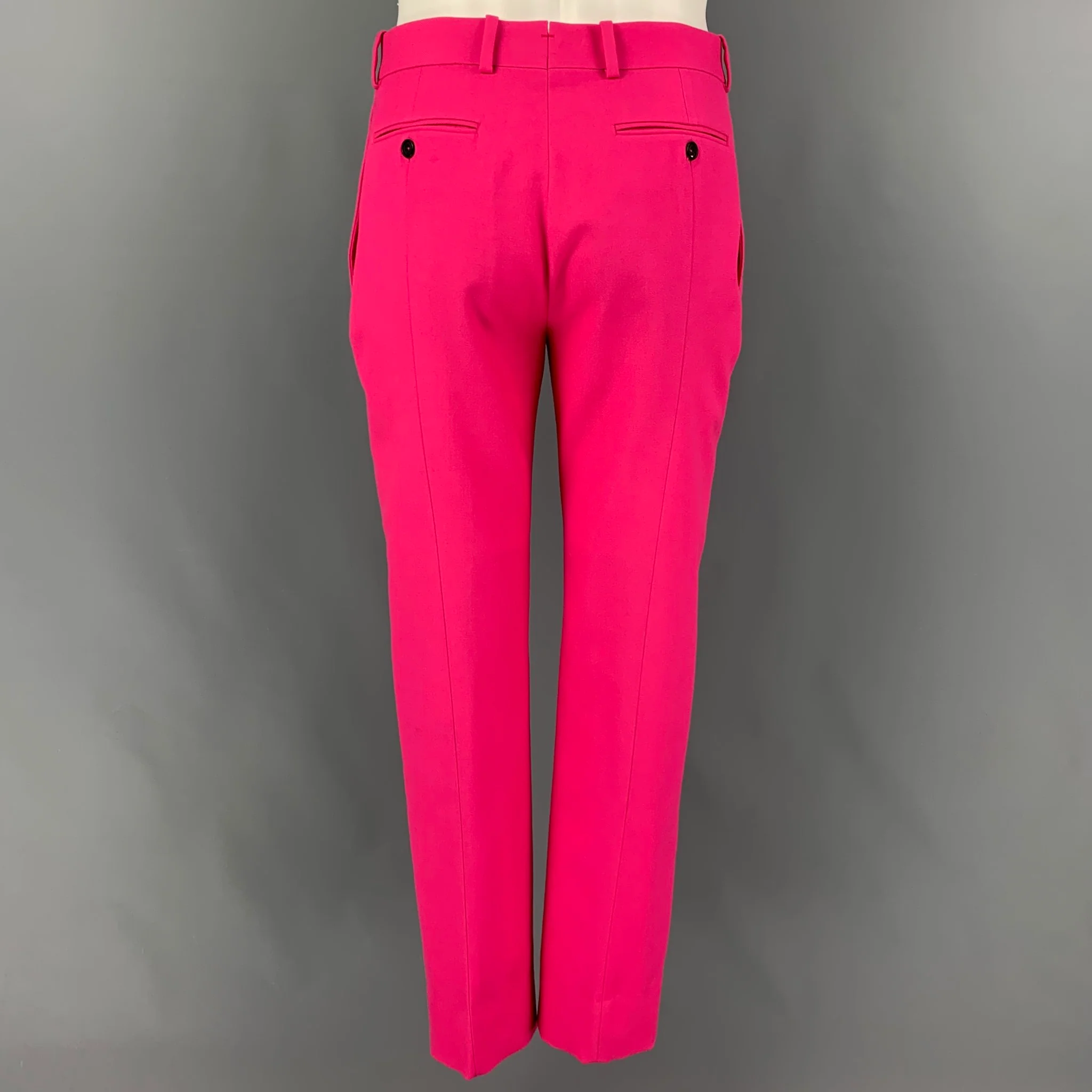 ALEXANDER MCQUEEN Size 36 Pink Wool Peak Lapel Asymmetric Suit - Image 6