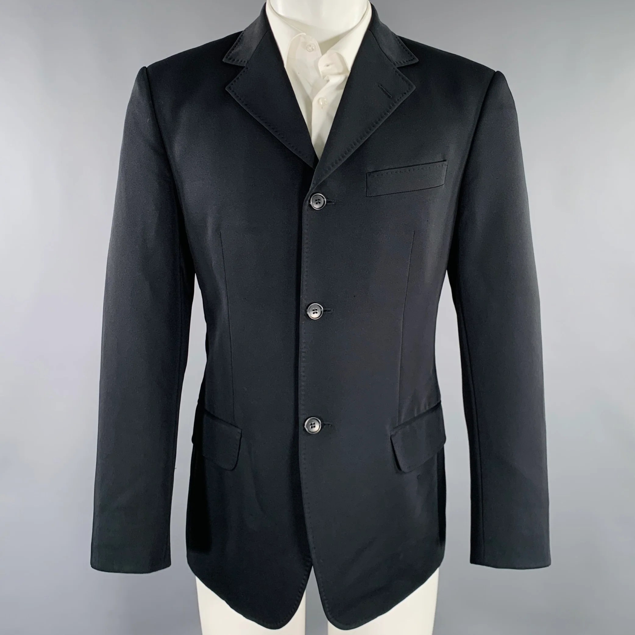 ALEXANDER MCQUEEN Size 38 Black Polyester Blend Sport Coat