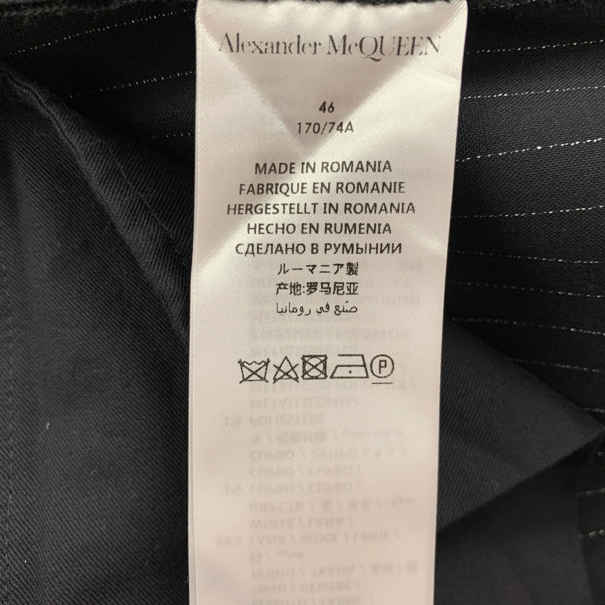 ALEXANDER MCQUEEN Size 38 Black Silver Stripe Wool Blend Notch Lapel Suit - Image 12