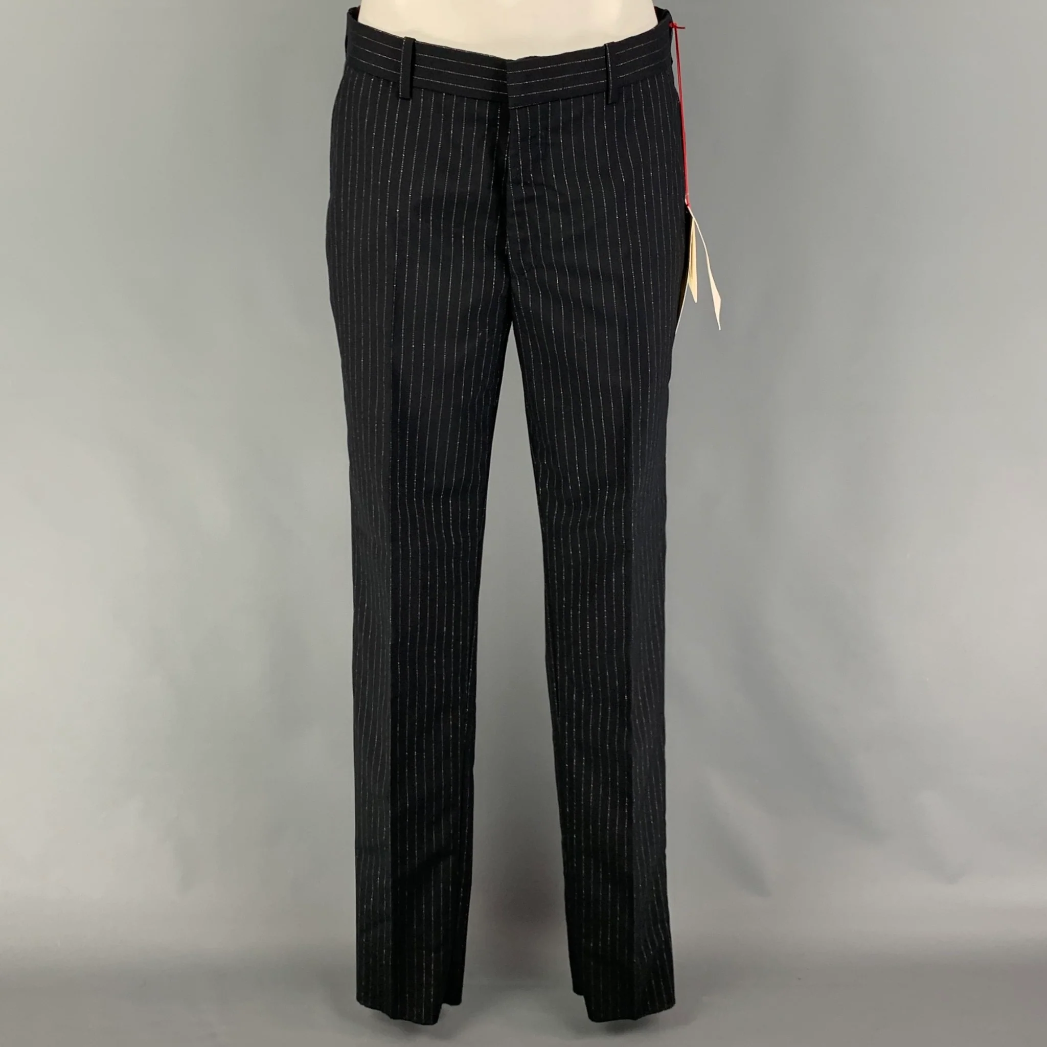 ALEXANDER MCQUEEN Size 38 Black Silver Stripe Wool Blend Notch Lapel Suit - Image 5