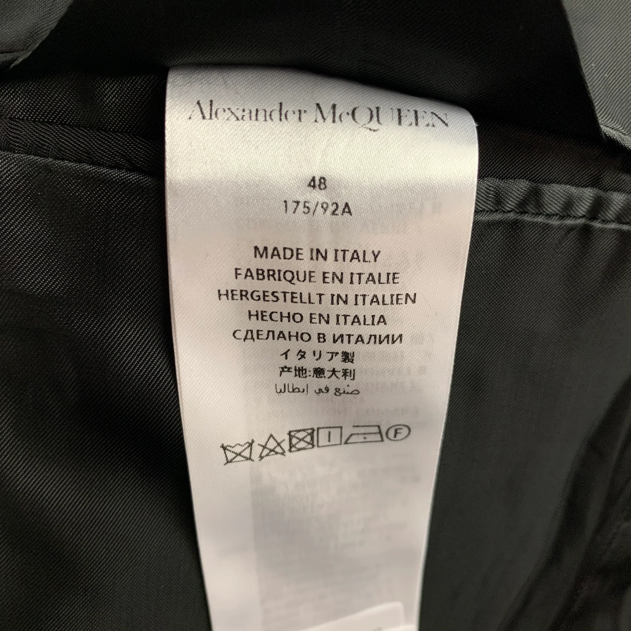 ALEXANDER MCQUEEN Size 38 Black Silver Stripe Wool Blend Notch Lapel Suit - Image 8