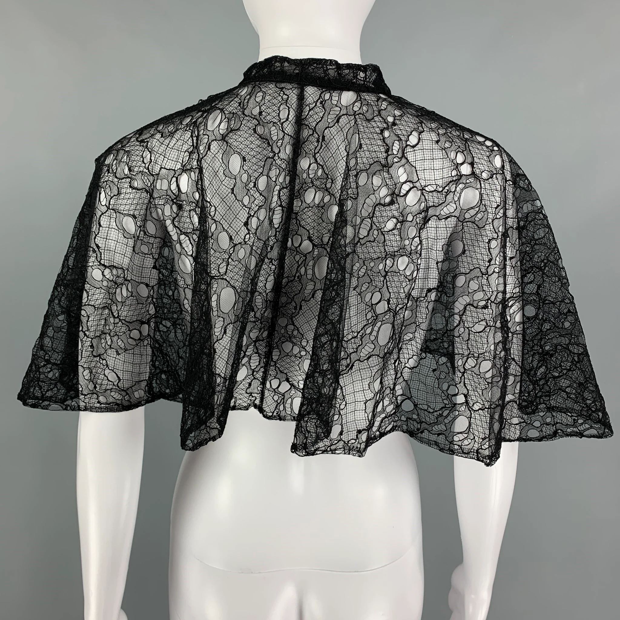 ALEXANDER MCQUEEN Size 4 Black Capelet Dress Top - Image 4