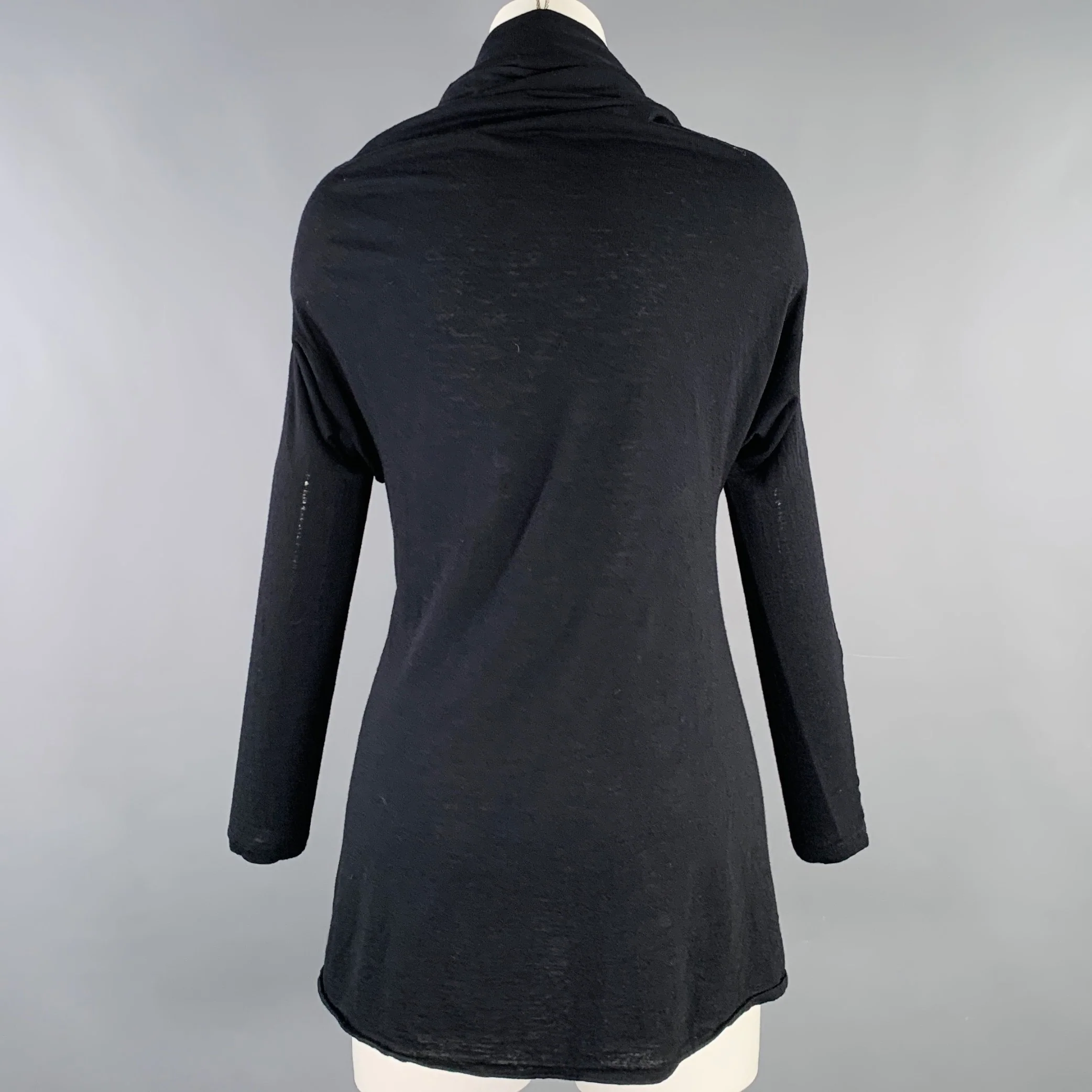 ALEXANDER MCQUEEN Size 4 Black Viscose Blend Cowl Collar Pullover - Image 3