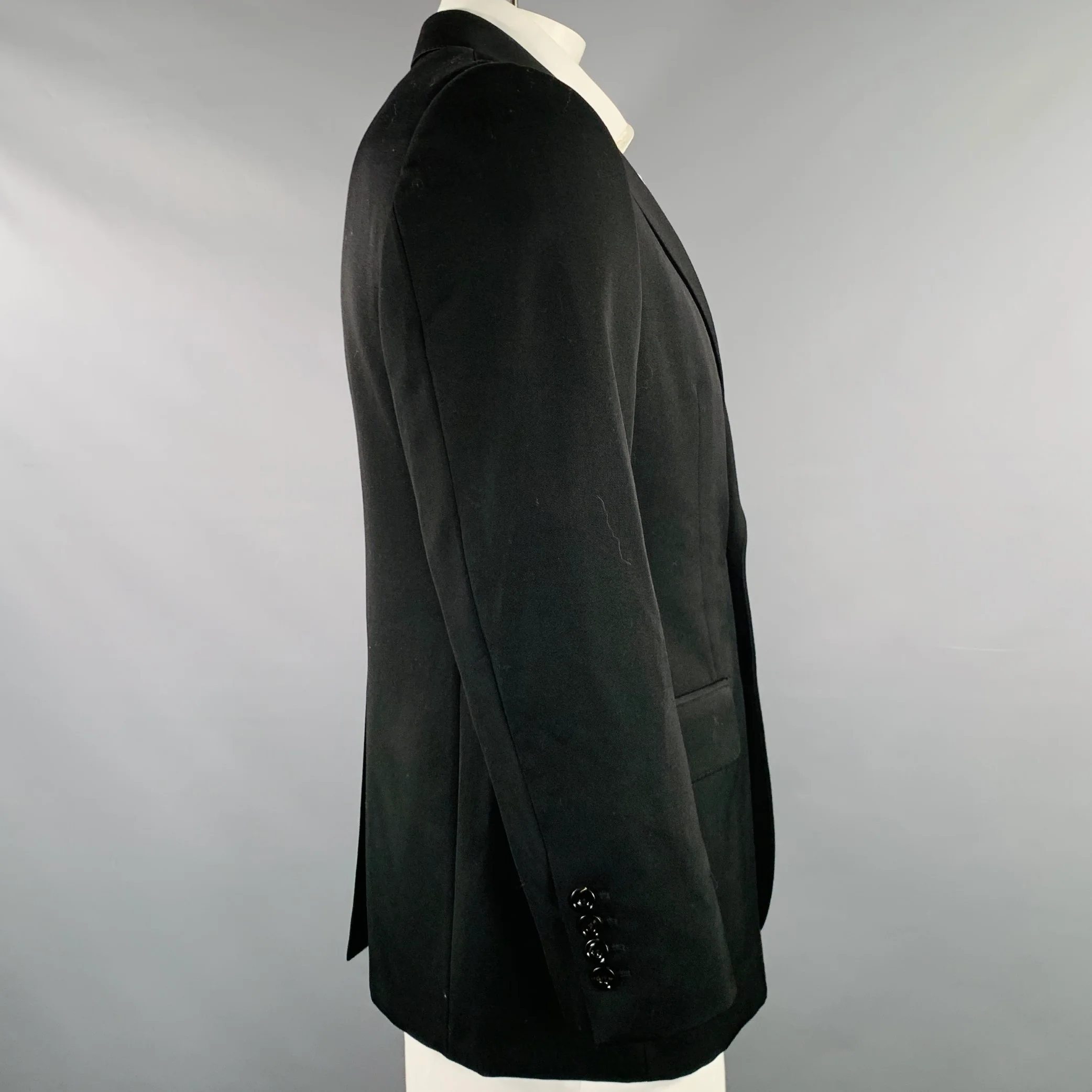 ALEXANDER MCQUEEN Size 42 Black Silver Green Beaded Embellishment Wool Sport Coat - Image 3