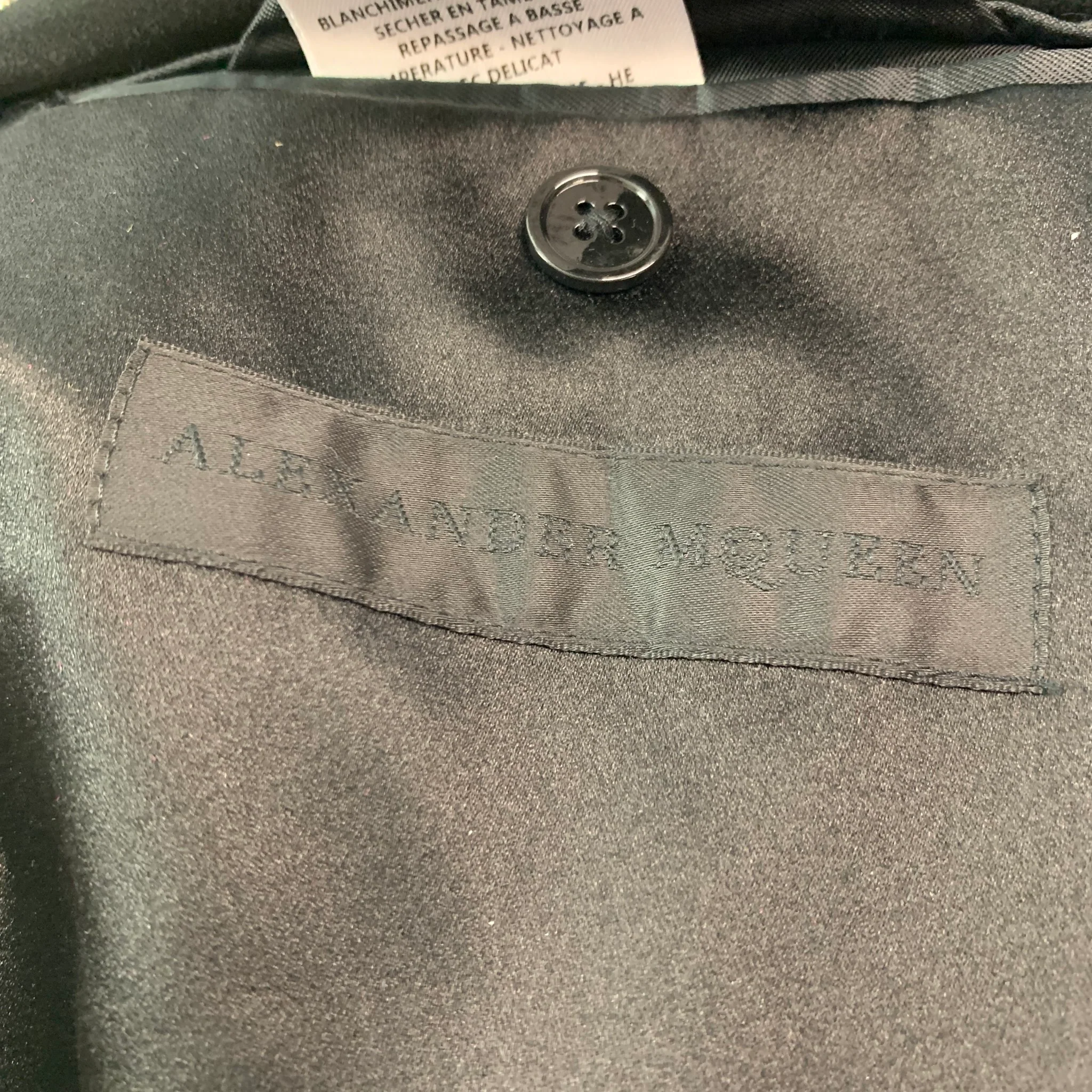 ALEXANDER MCQUEEN Size 42 Black Studded Wool Mohair Sport Coat - Image 5